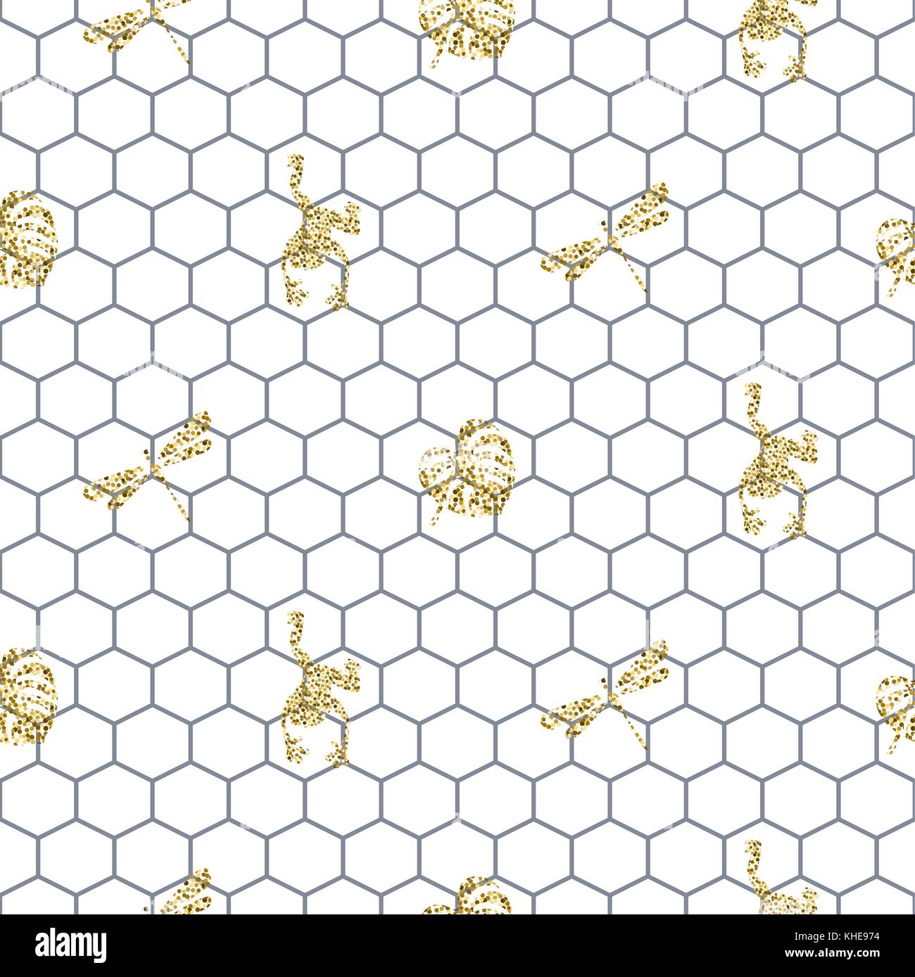 Plan de compensation avec motif transparent gold glitter les insectes. Illustration de Vecteur
