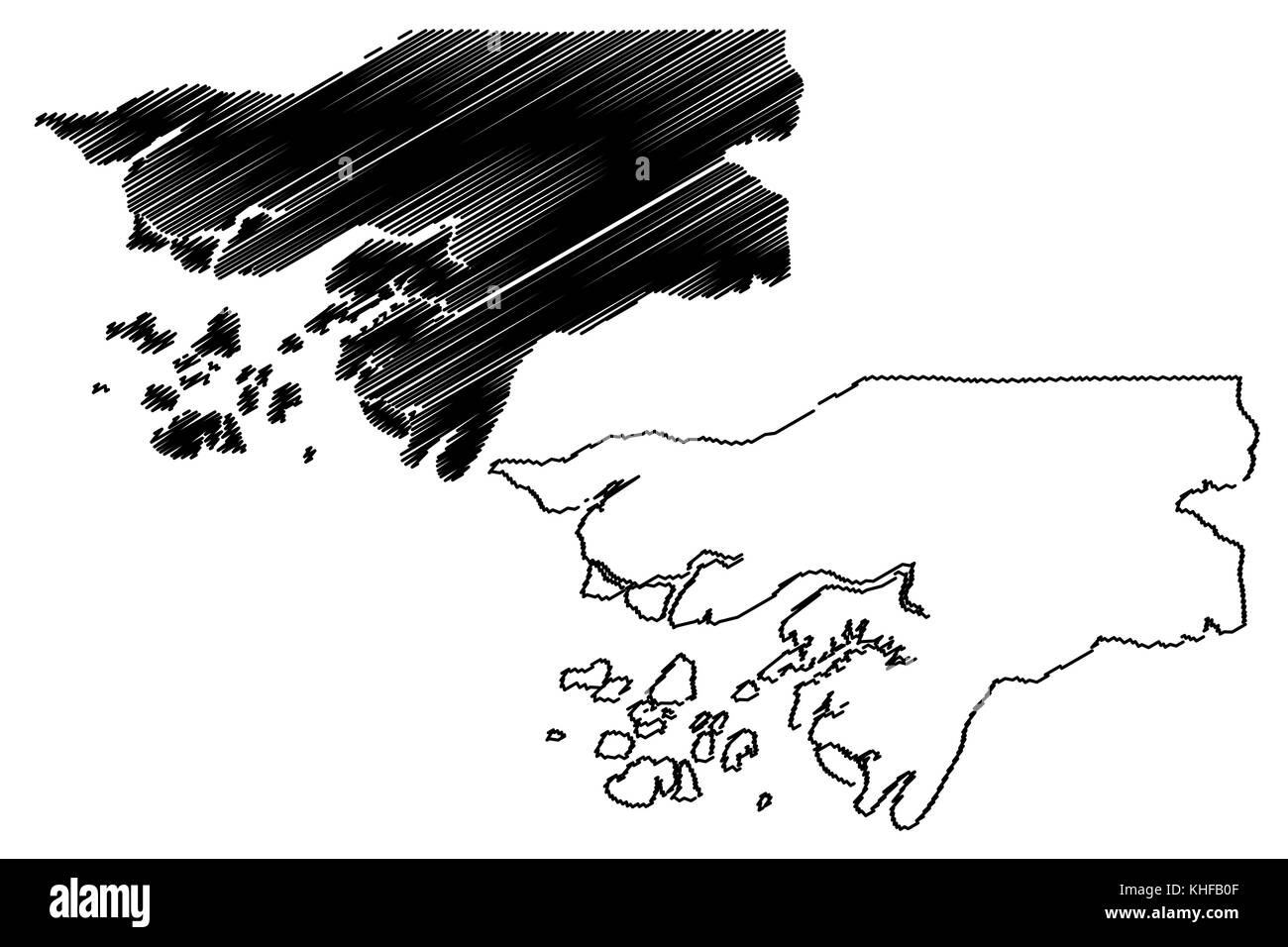 Guinée Bissau map vector illustration gribouillage, croquis guinée Bissau Illustration de Vecteur