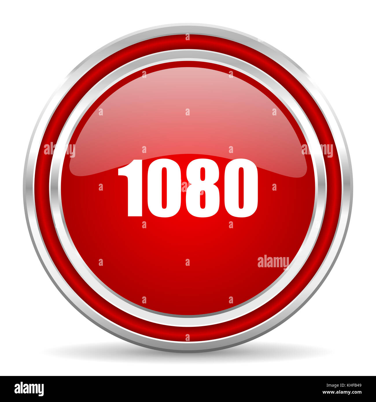 1080 red silver chrome métallique et d'un téléphone mobile web frontière icône sur fond blanc avec ombre Banque D'Images