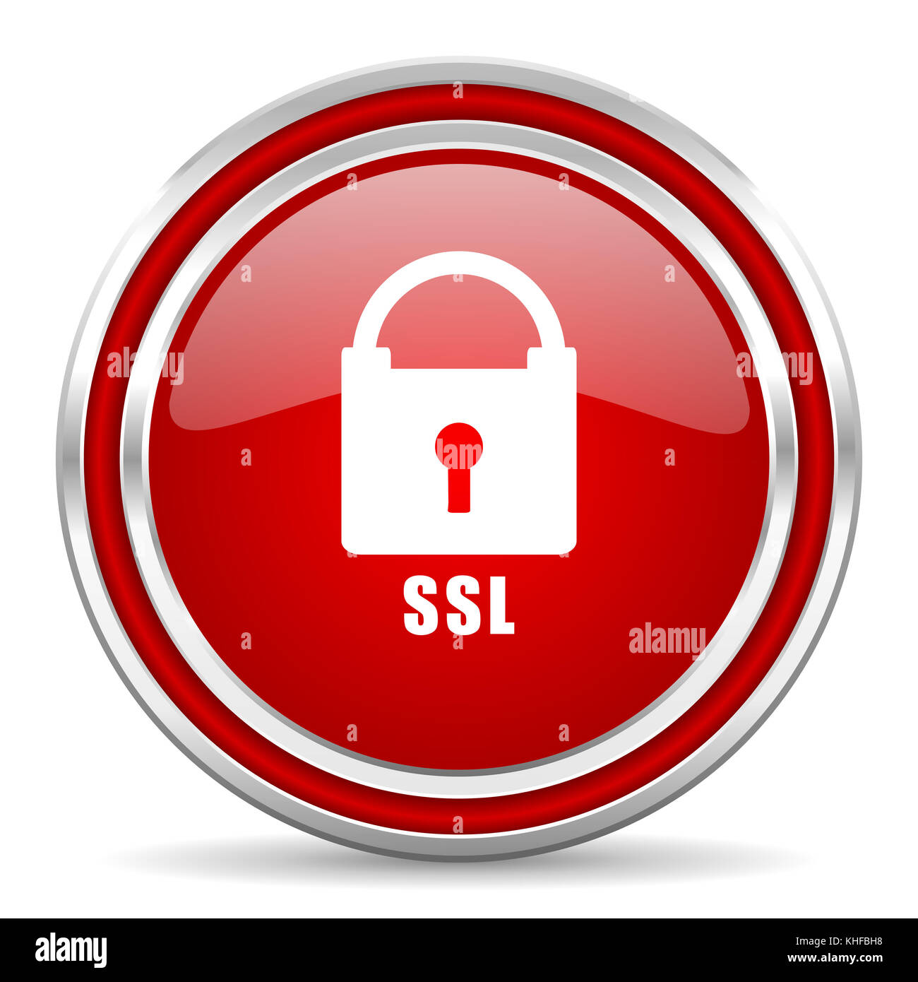 CSL rouge argent métallisé bordure de chrome Web et icône de téléphone portable sur fond blanc avec ombre Banque D'Images