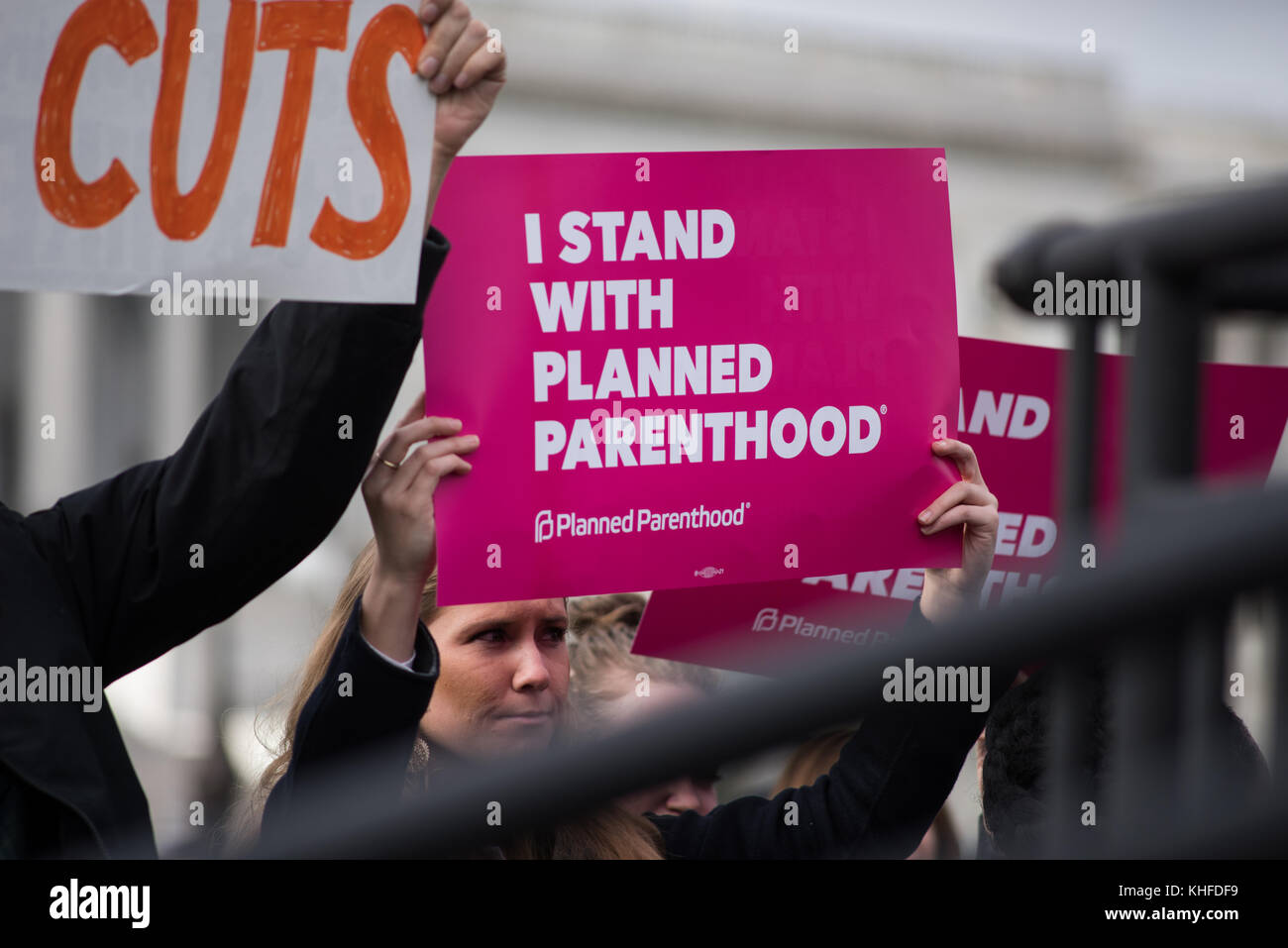 Signes politiques pour la planification de la vie familiale sur Capitol Hill Banque D'Images