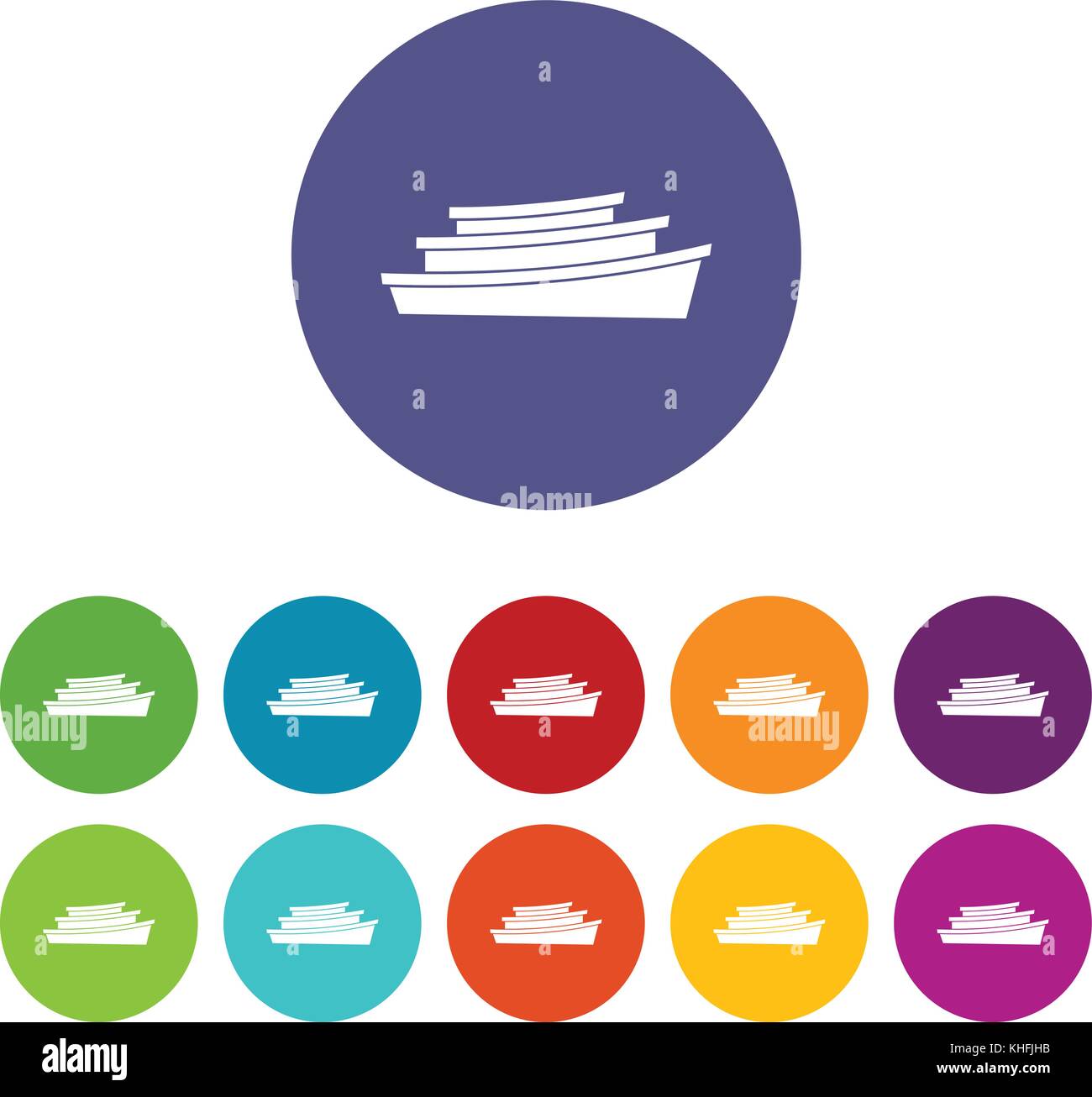 Bateau en bois set icons Illustration de Vecteur