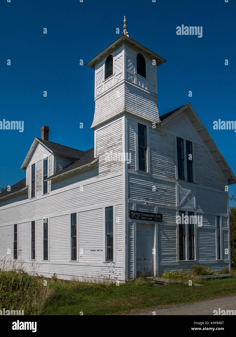 Harvey Community Hall, construit en 1884, Mary's Point, Harvey, dans la baie de Fundy, Nouveau-Brunswick, Canada. Banque D'Images