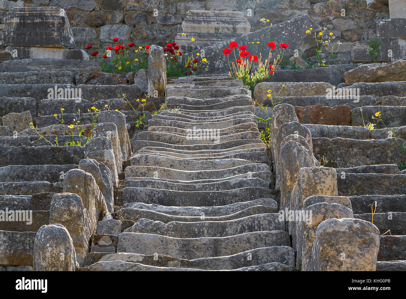 Marches et sièges de l'amphithéâtre romain d'Éphèse, Turquie Banque D'Images