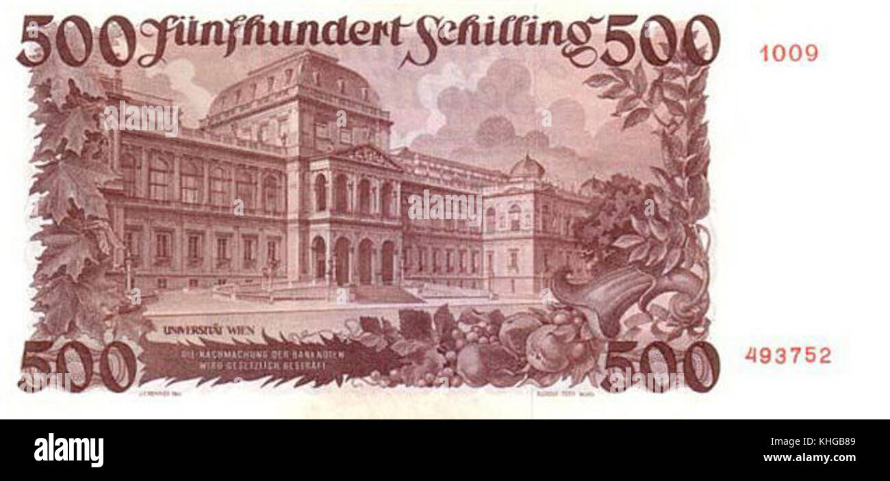 Autriche 500 shillings 1953-revers Banque D'Images