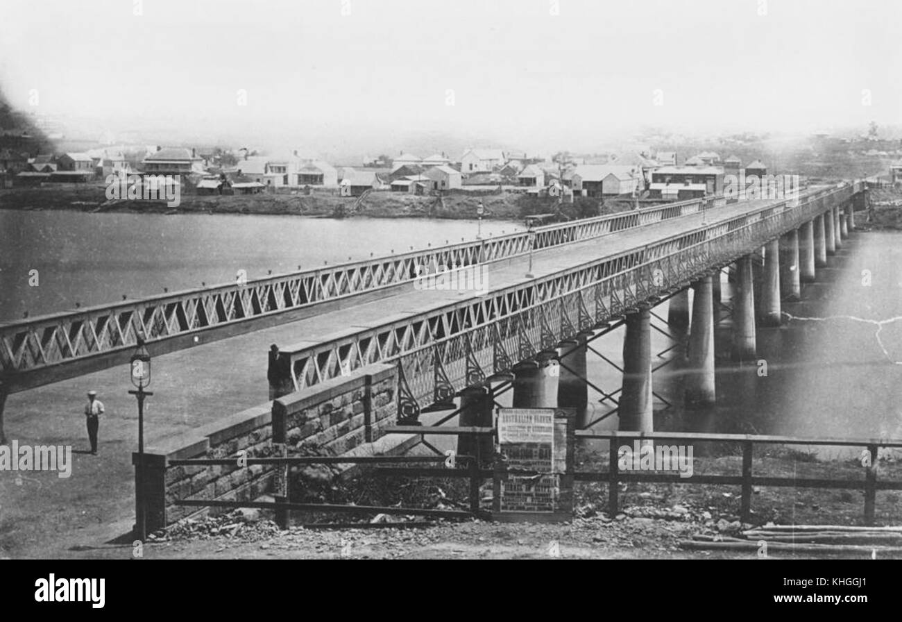 1167287 Premier pont permanent traversant la rivière Brisbane de Brisbane au sud de la rue Queen, 1879 Banque D'Images