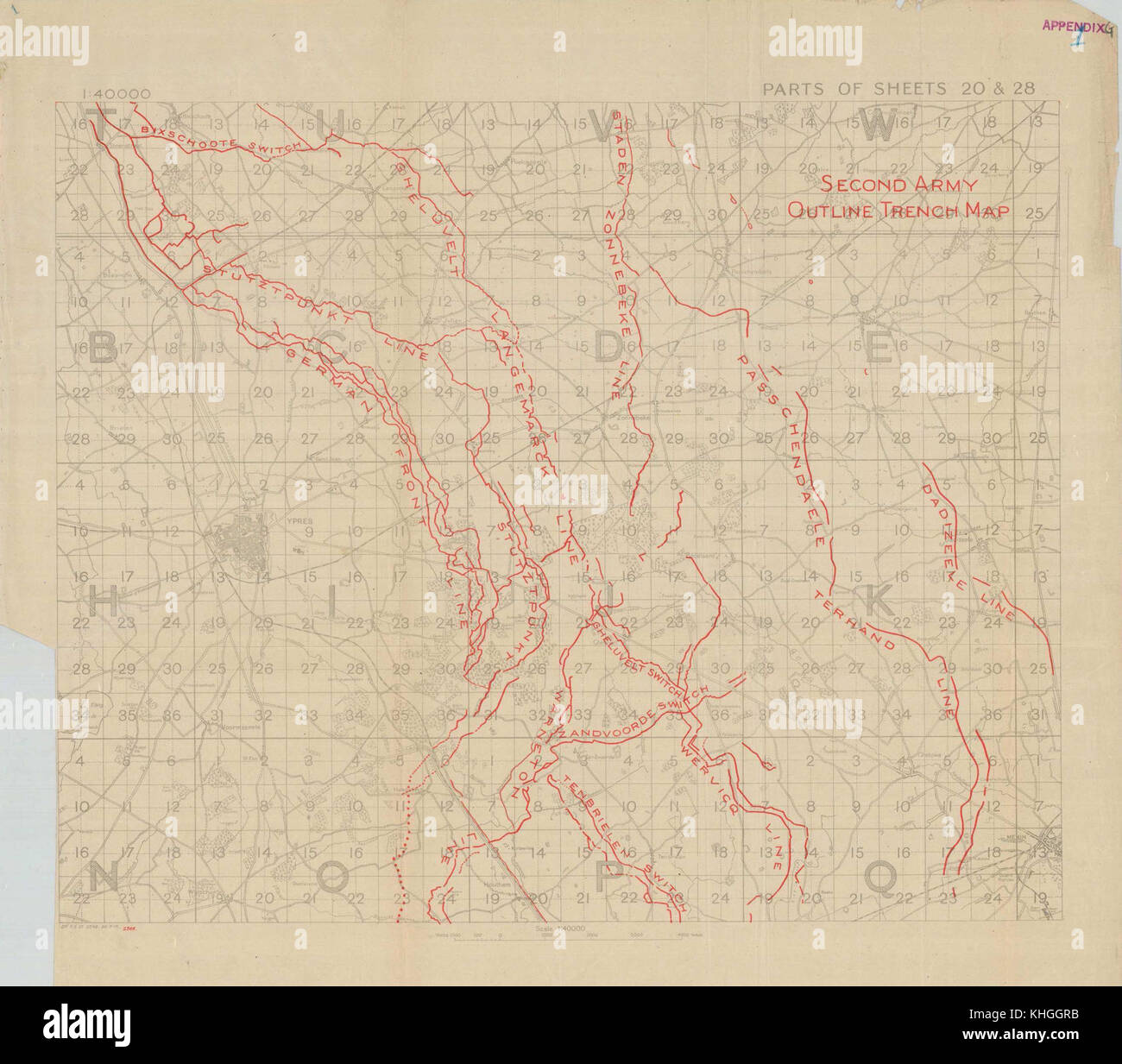 Troisième bataille d'Ypres - lignes de tranchées allemandes (sept 1917) Banque D'Images