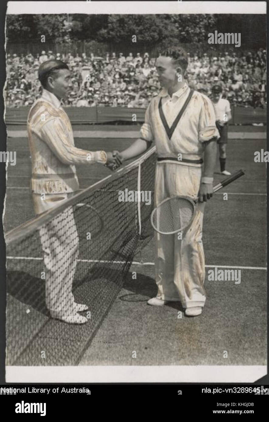 Vivian McGrath et Jiro Yamagishi lors de la Coupe Davis 1934 Banque D'Images