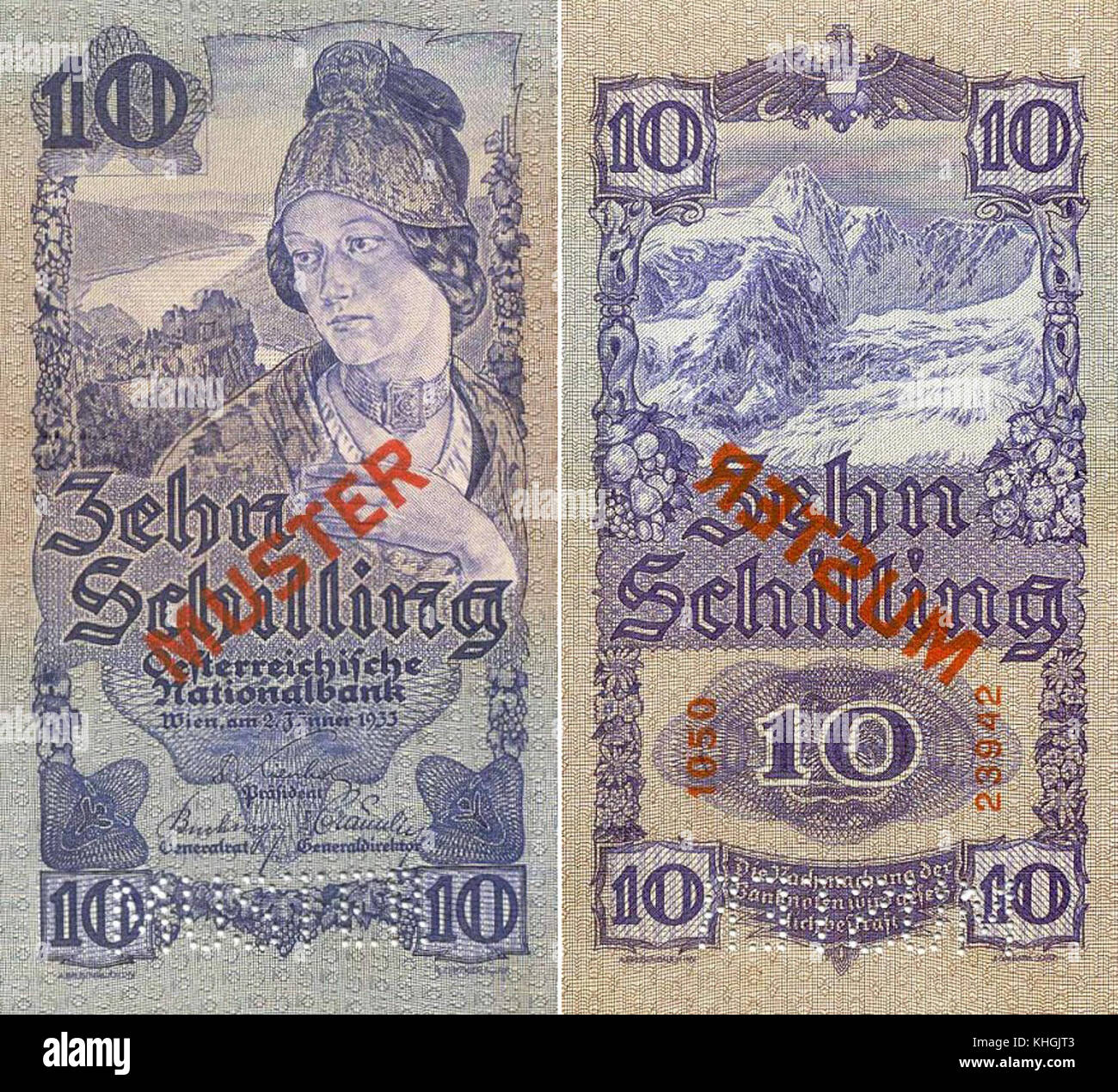 Le billet autrichien de 10 Schilling, de 1933, fait partie de la monnaie historique émise à une époque de changement économique et politique en Autriche. Banque D'Images