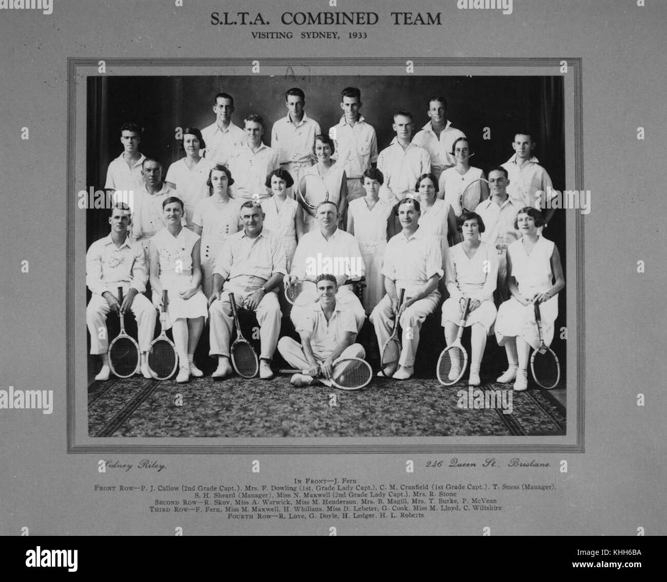 293859 2 S.L.T.A. combiné de l'équipe combinée de visiter Sydney à Brisbane, 1933 Banque D'Images