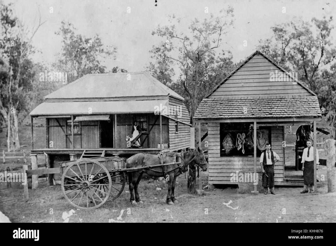 145819 Boucherie et résidence à Caboolture, Queensland, ca. 1895 Banque D'Images
