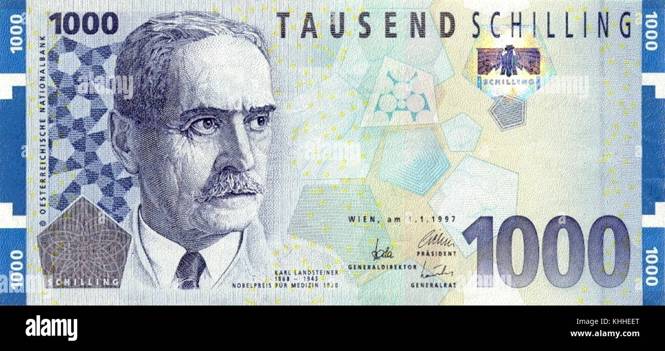 Schilling 1000 Karl Landsteiner avers Banque D'Images