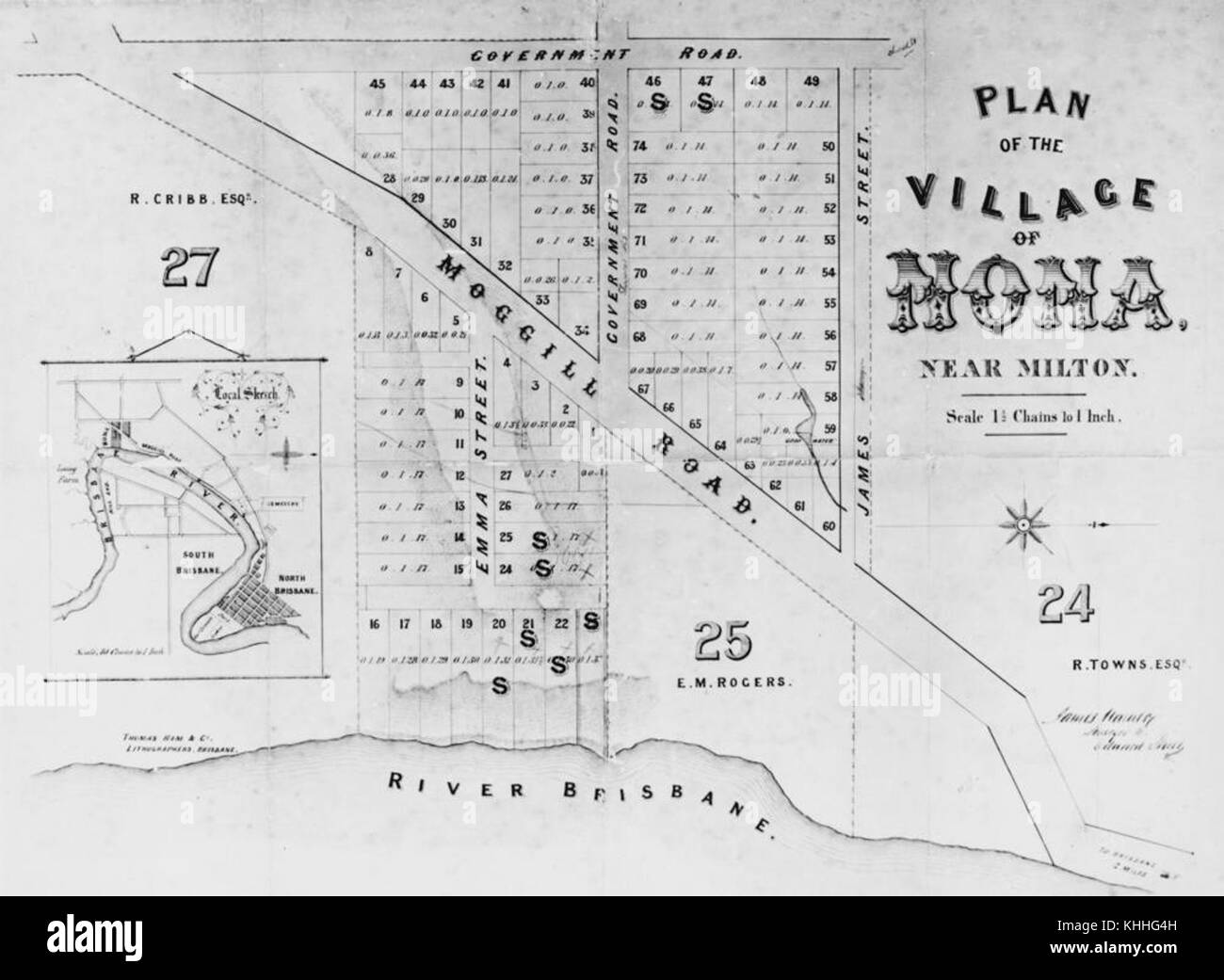 188228 Estate plan du village de Nona, près de Milton, Brisbane, 1865 Banque D'Images