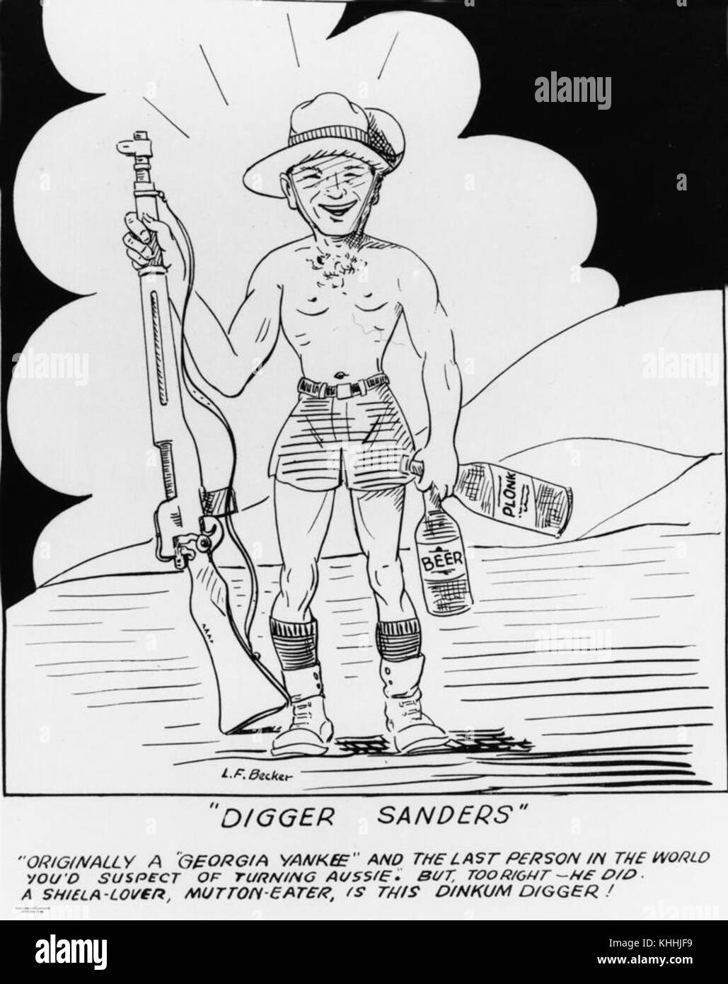 2161635 Caricature d'un soldat américain tourné 'Aussie' Banque D'Images