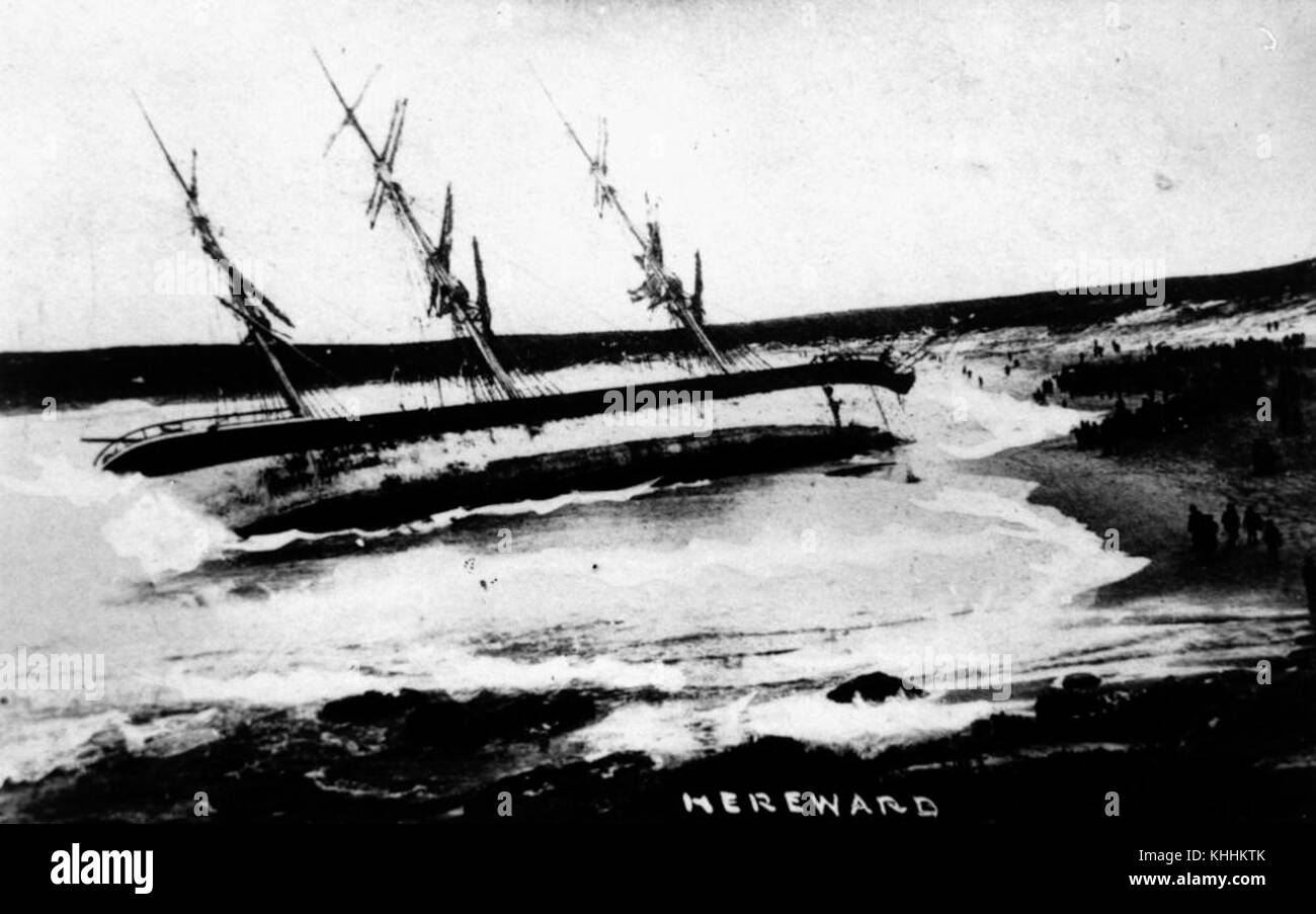 Le Hereward, un navire historique, connu pour son service et son histoire maritime, capturé dans une image historique. Banque D'Images