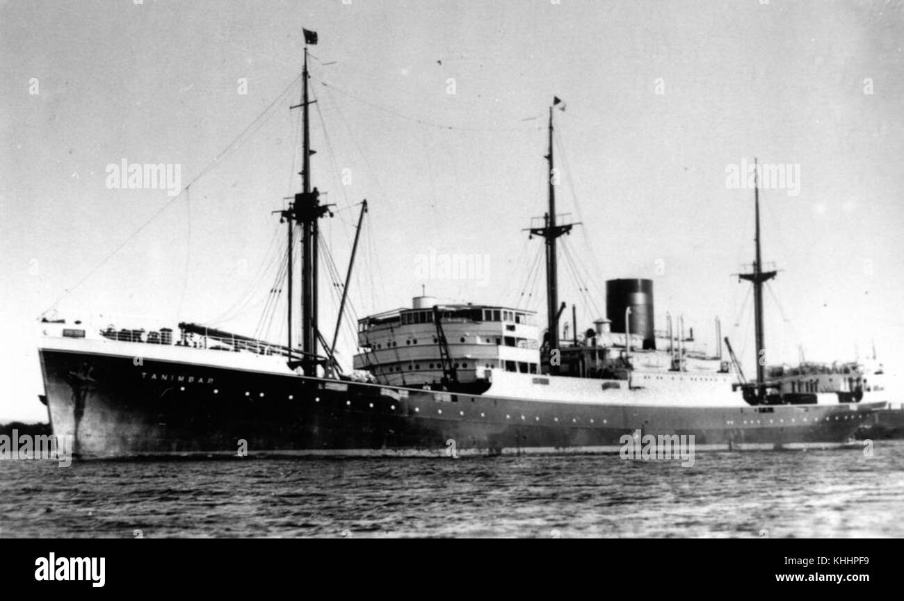 Une référence au navire Tanimbar, se référant peut-être à ses voyages historiques ou à son rôle dans l'histoire maritime, se concentrant sur son importance dans l'histoire navale. Banque D'Images