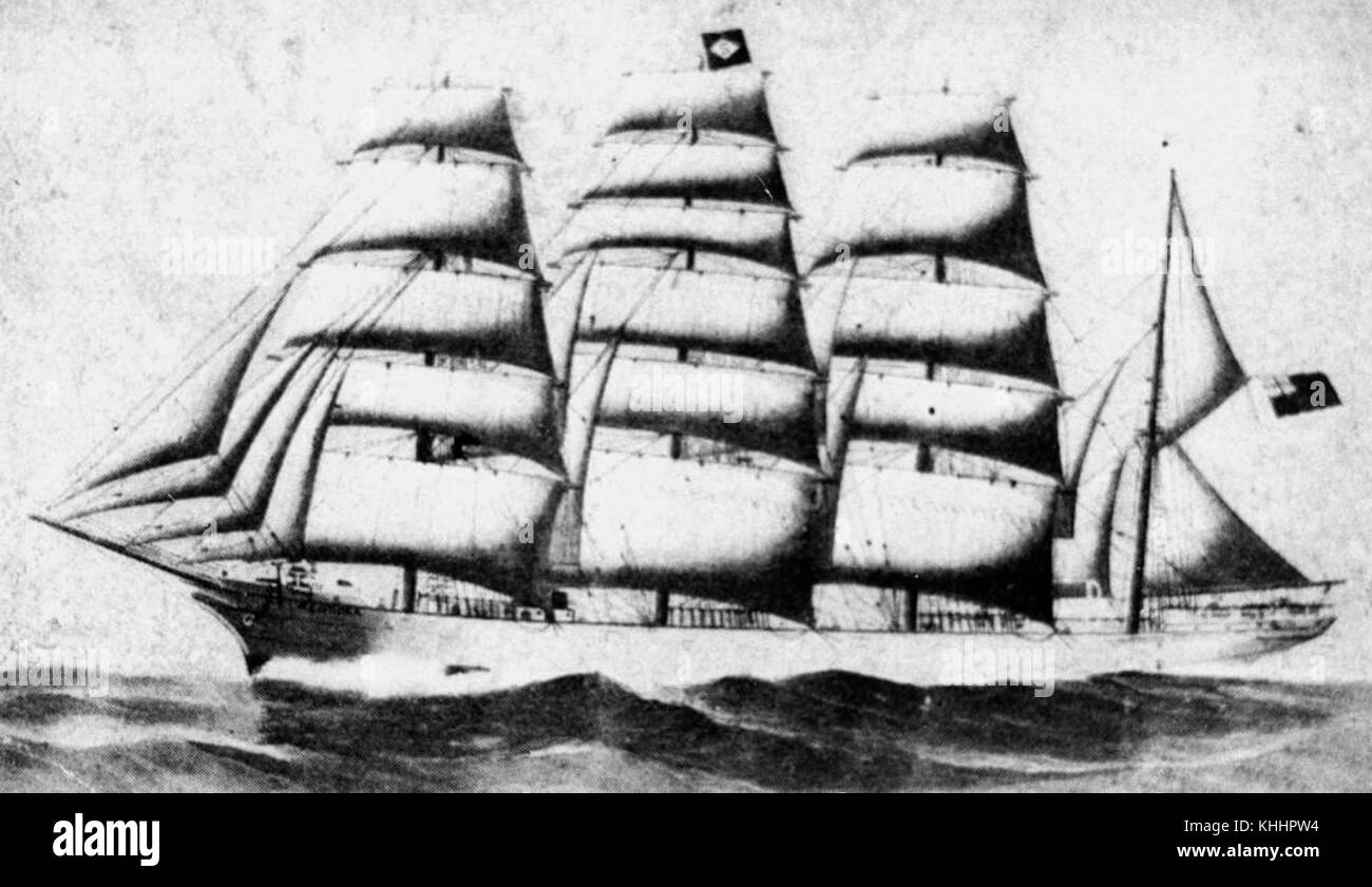 L'Eudora était un navire connu pour son histoire dans l'exploration maritime et le commerce, avec des voyages importants documentés. Il reflète des aspects importants de l'histoire navale et de la navigation du XIXe siècle. Banque D'Images