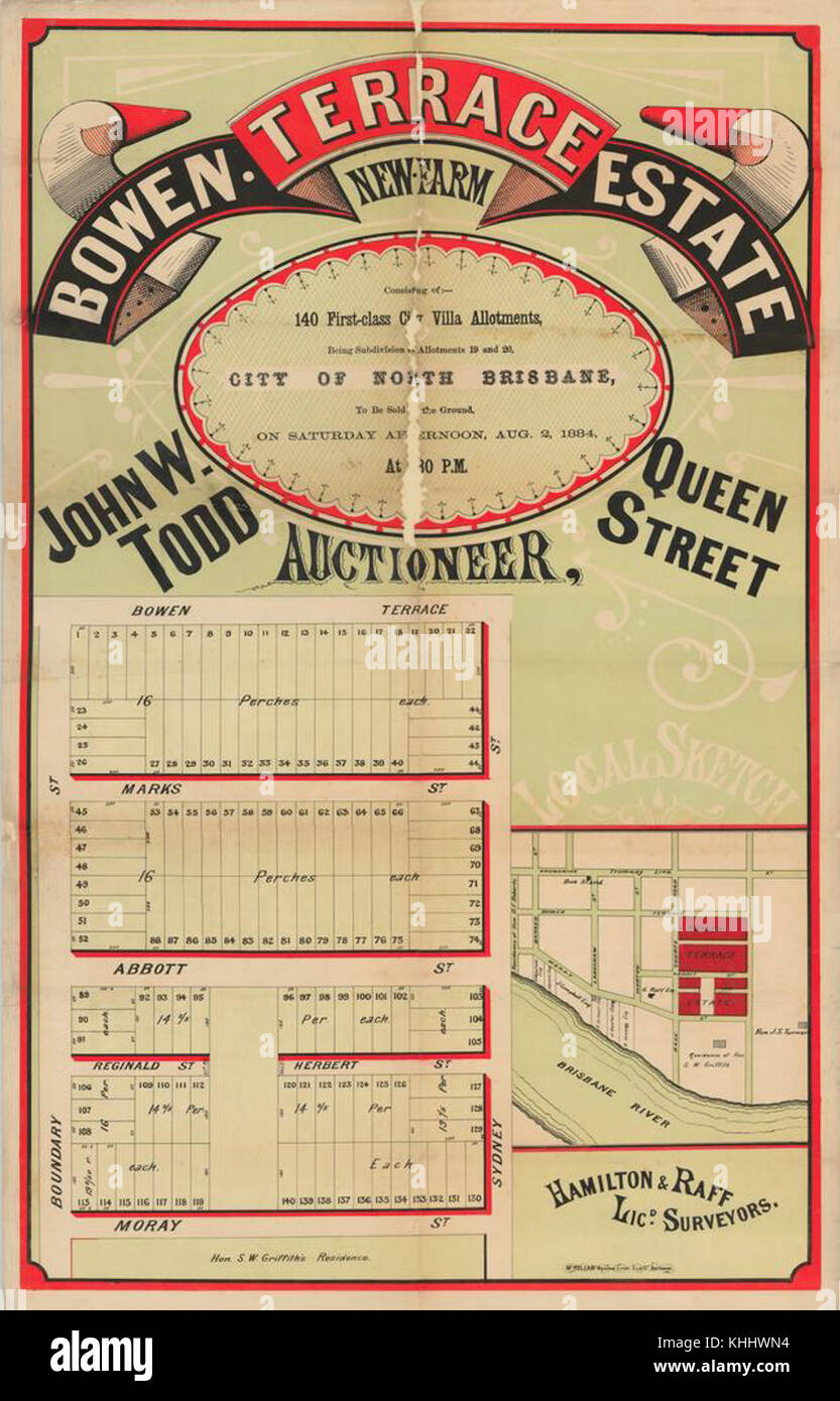 2263092 Estate plan de Bowen Terrace, New Farm Estate, Brisbane, Queensland, 1884 Banque D'Images