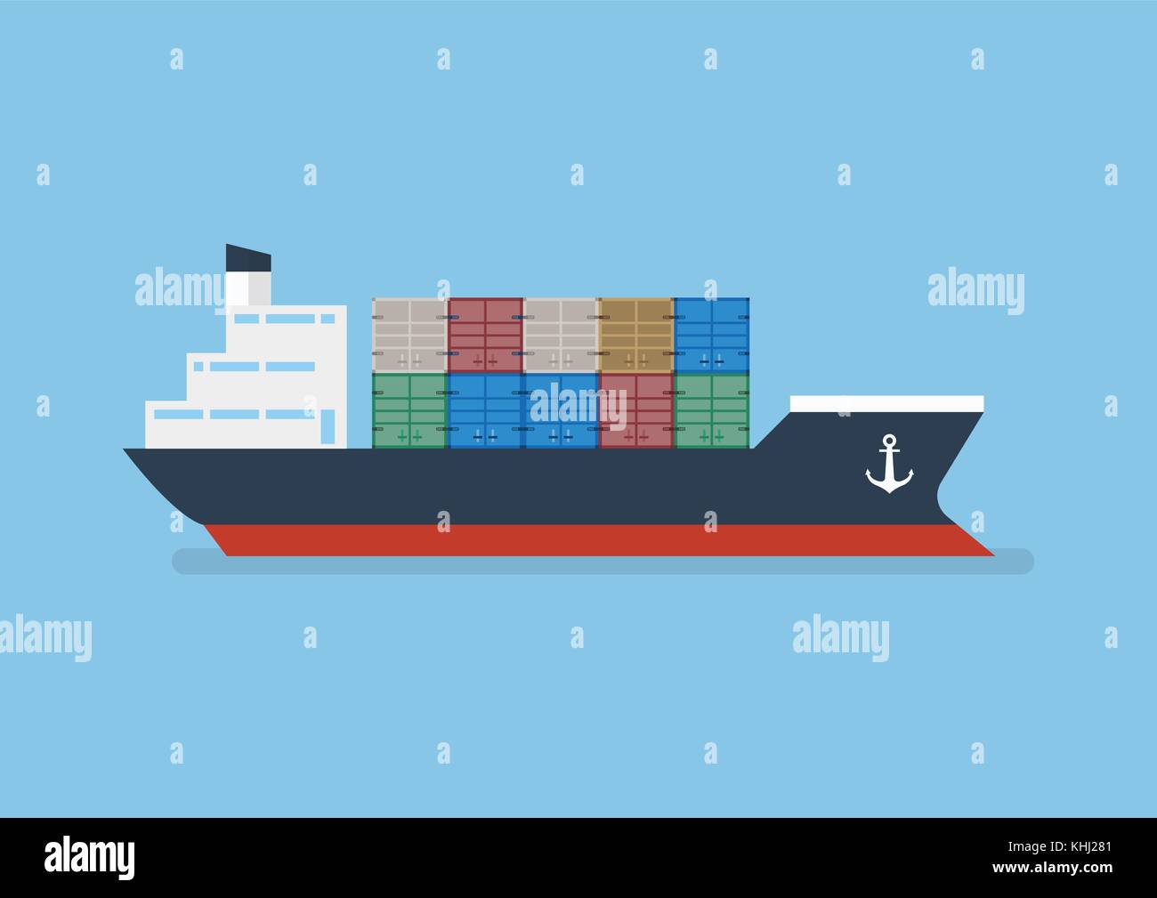 Container ship in télévision style. vector illustration Illustration de Vecteur