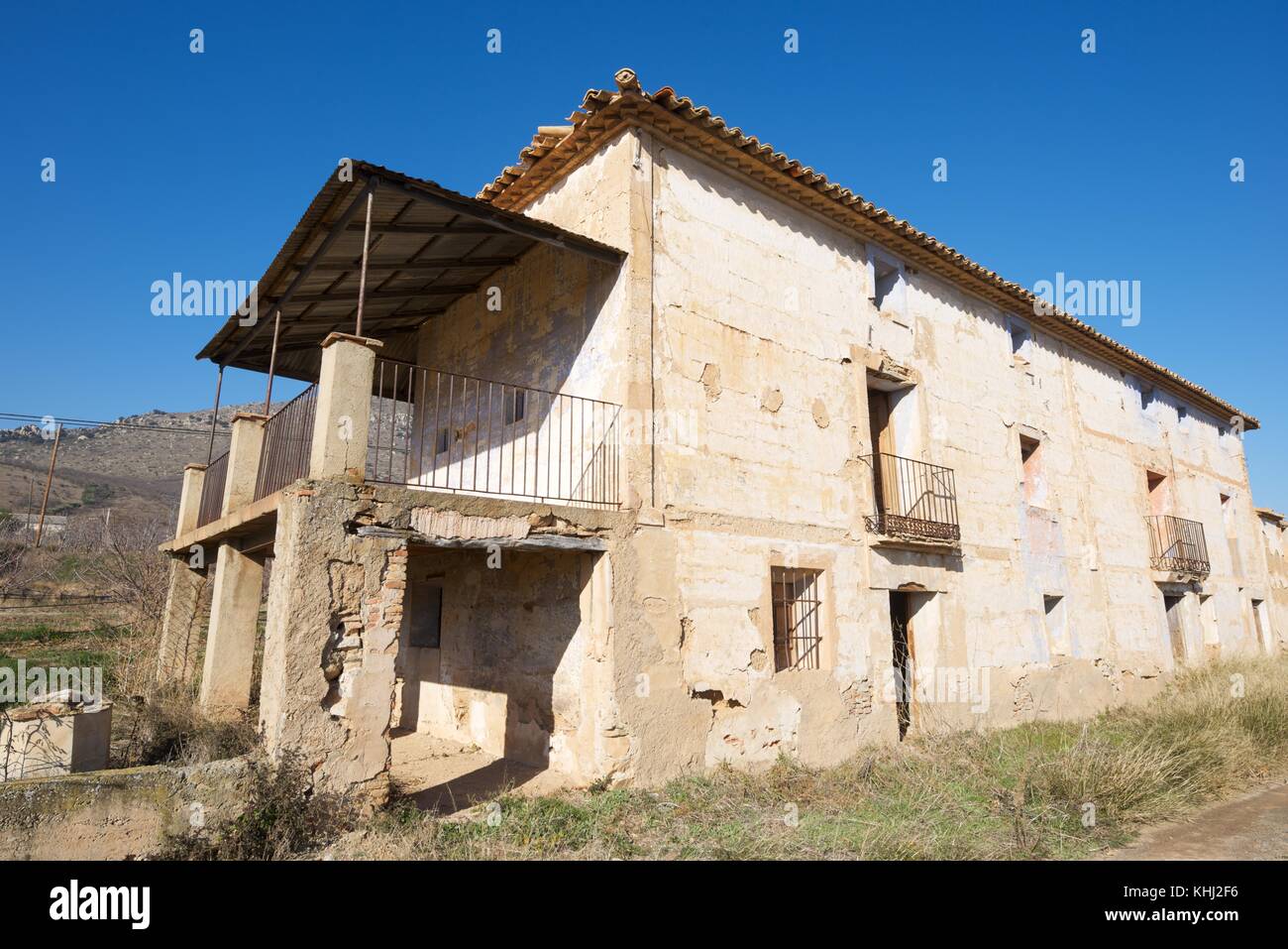 Bâtiment rural abandonnés dans la province de Saragosse, Aragon, Espagne. Banque D'Images