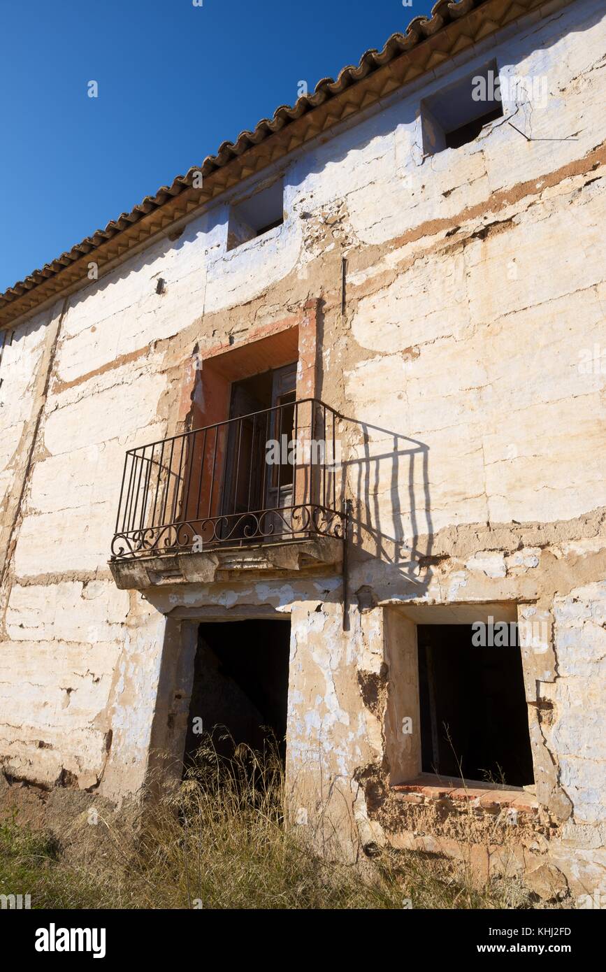 Bâtiment rural abandonnés dans la province de Saragosse, Aragon, Espagne. Banque D'Images