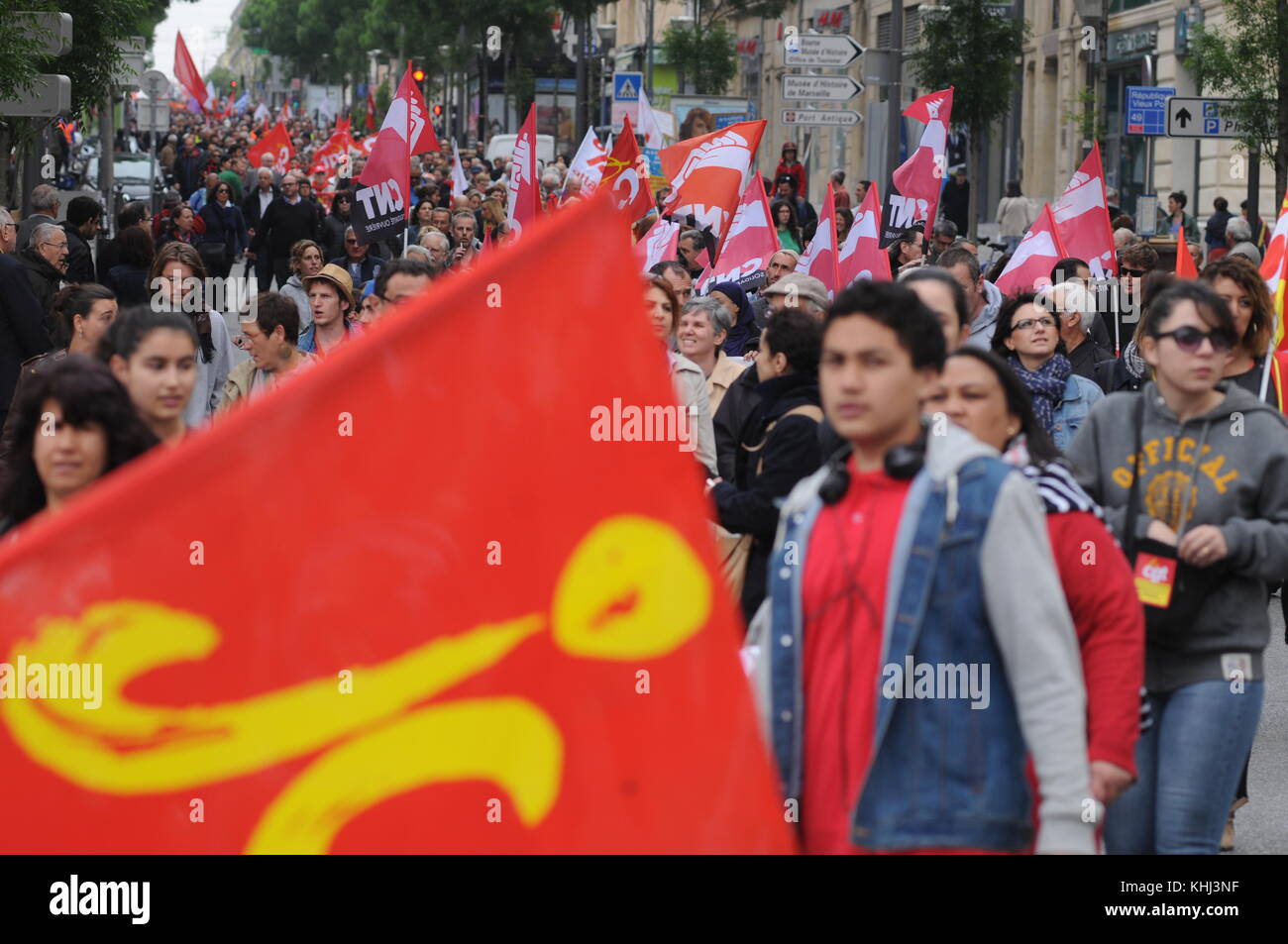 marche du 1er mai à Marseille, France Banque D'Images