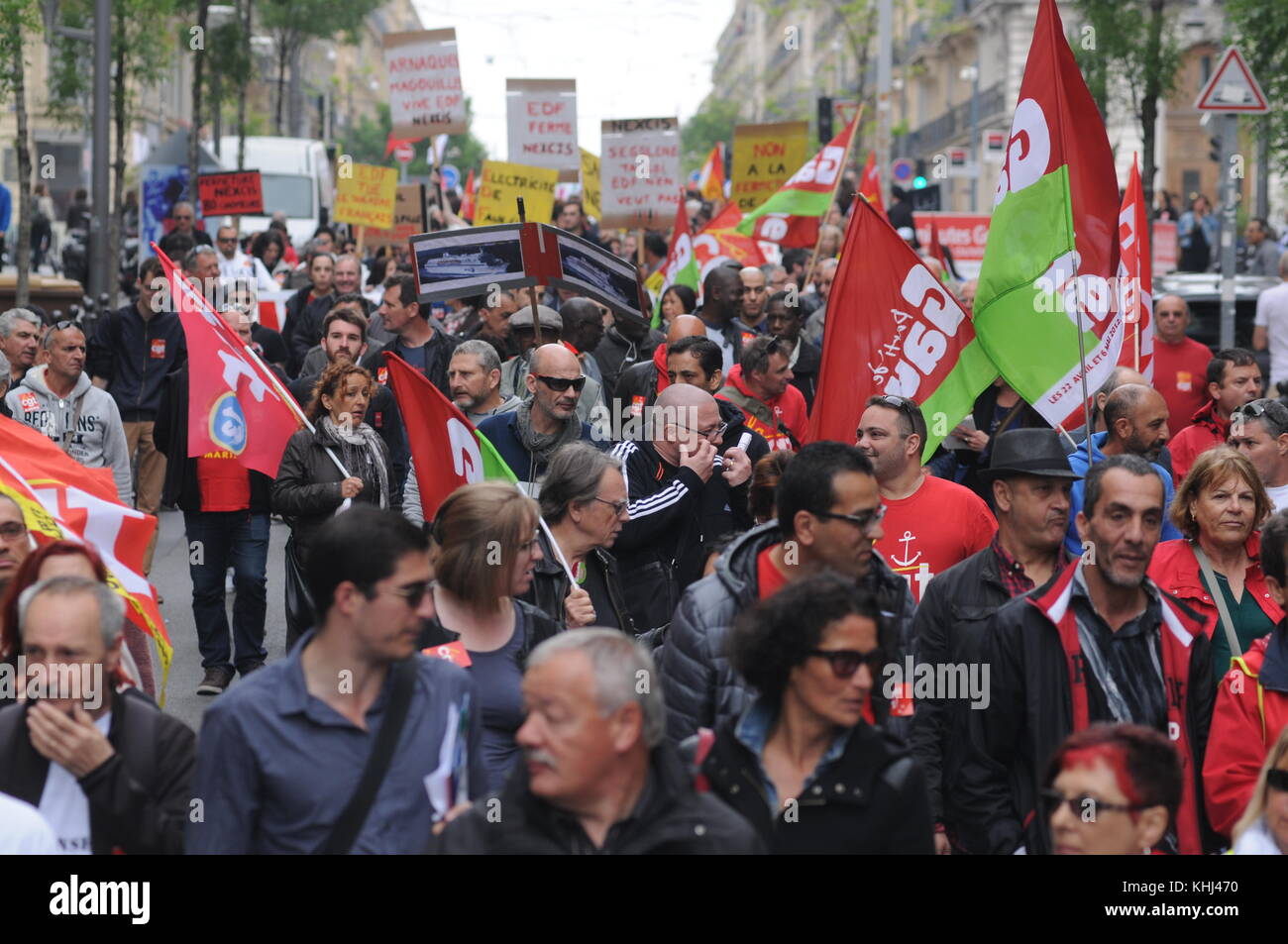 marche du 1er mai à Marseille, France Banque D'Images