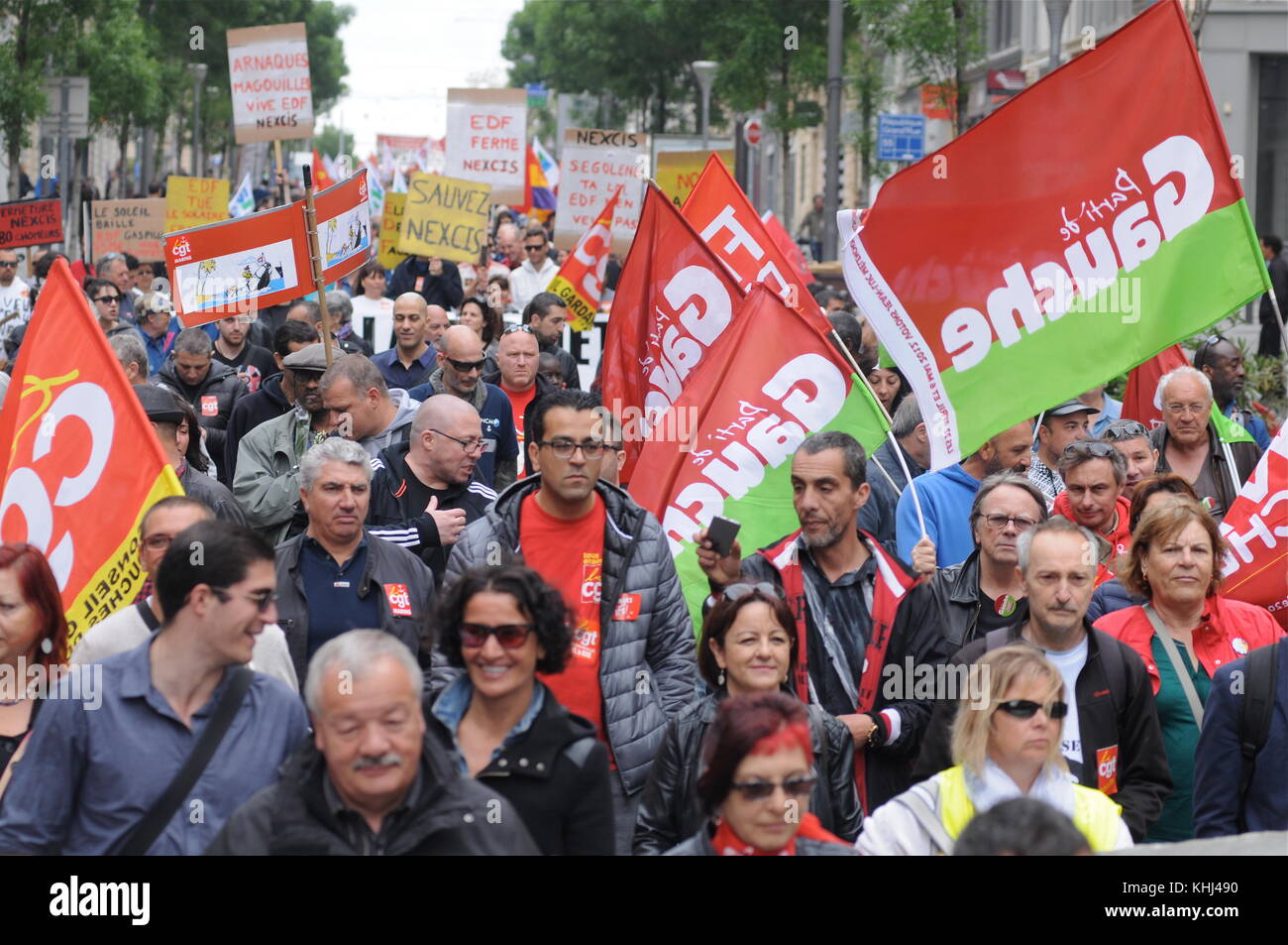 marche du 1er mai à Marseille, France Banque D'Images