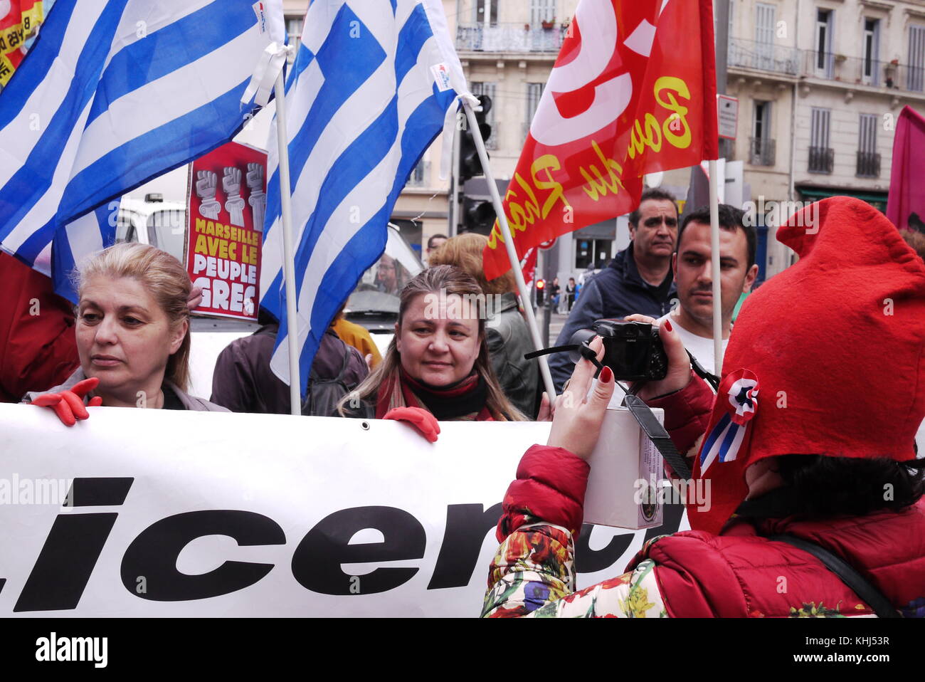 Des manifestants grecs peuvent assister à jour mars à Marseille, France Banque D'Images