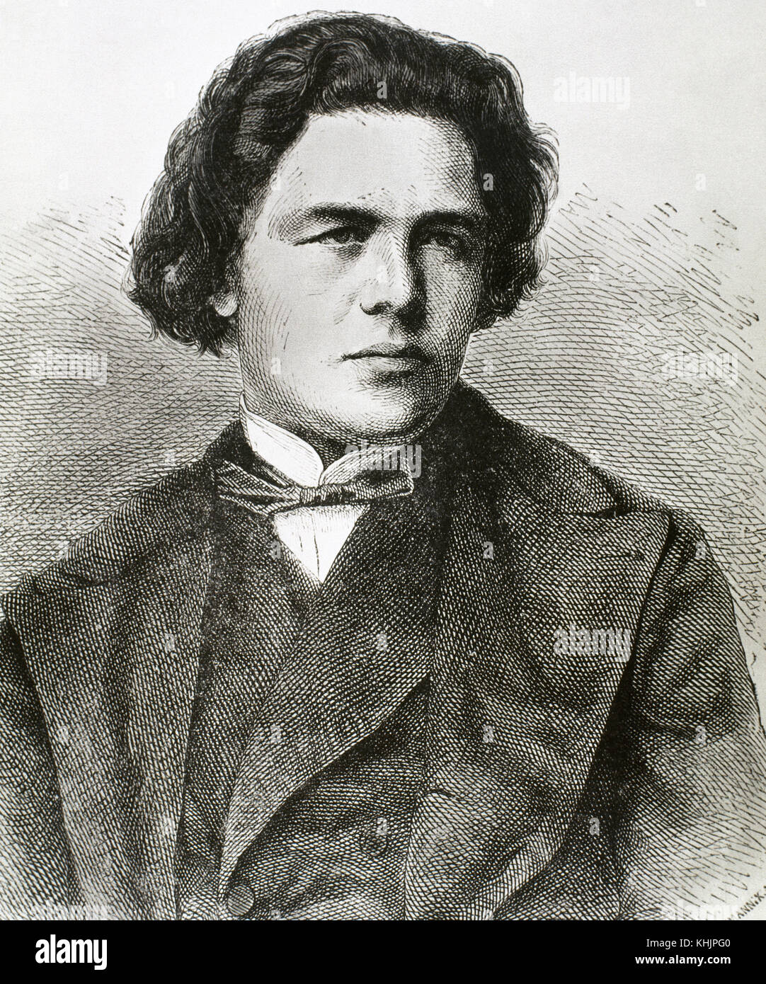 Anton Grigorievich Rubinstein (1829- 1894). Compositeur russe, chef d'orchestre et pianiste. Portrait. La gravure. Banque D'Images