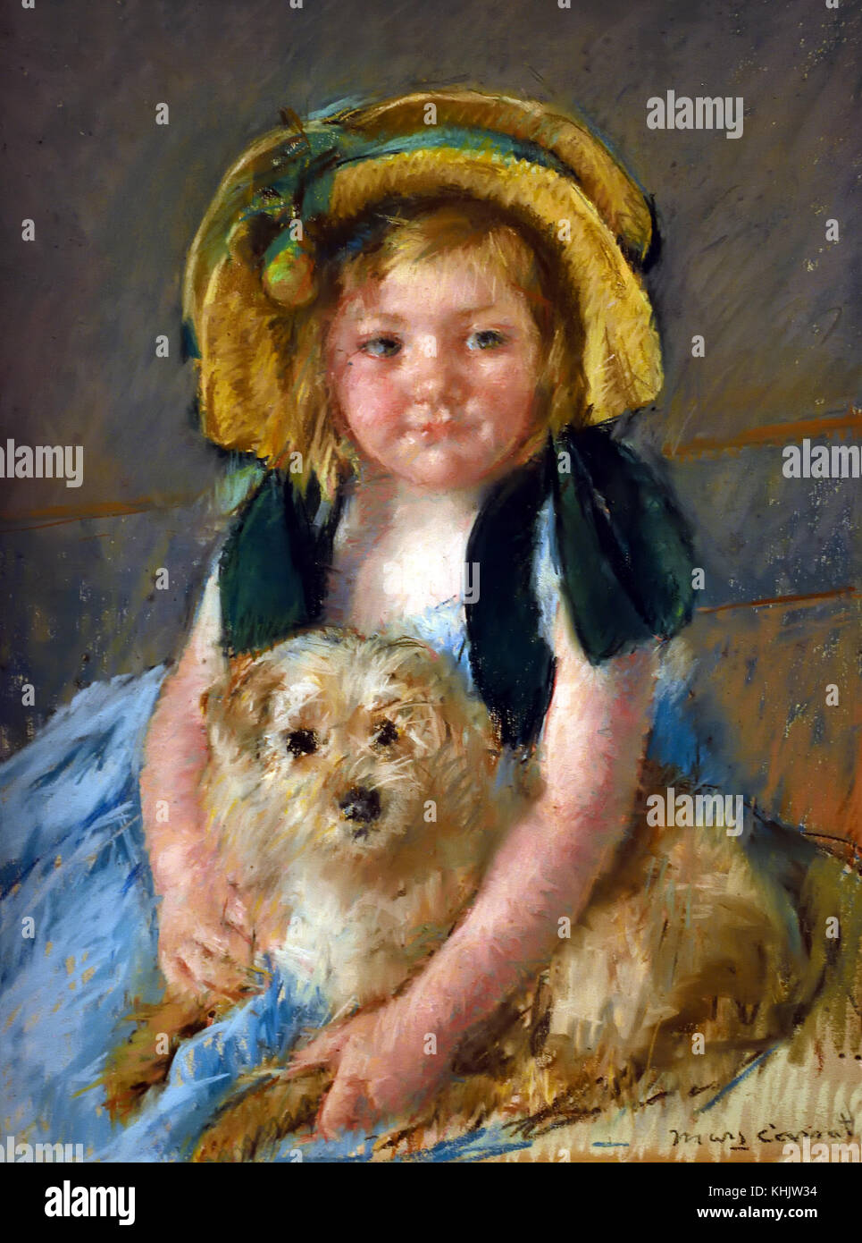 Sara avec chien 1901 Mary Stevenson Cassatt 1844 - 1926 peintre et graveur. American, United, States, de, l'Amérique, USA, Banque D'Images