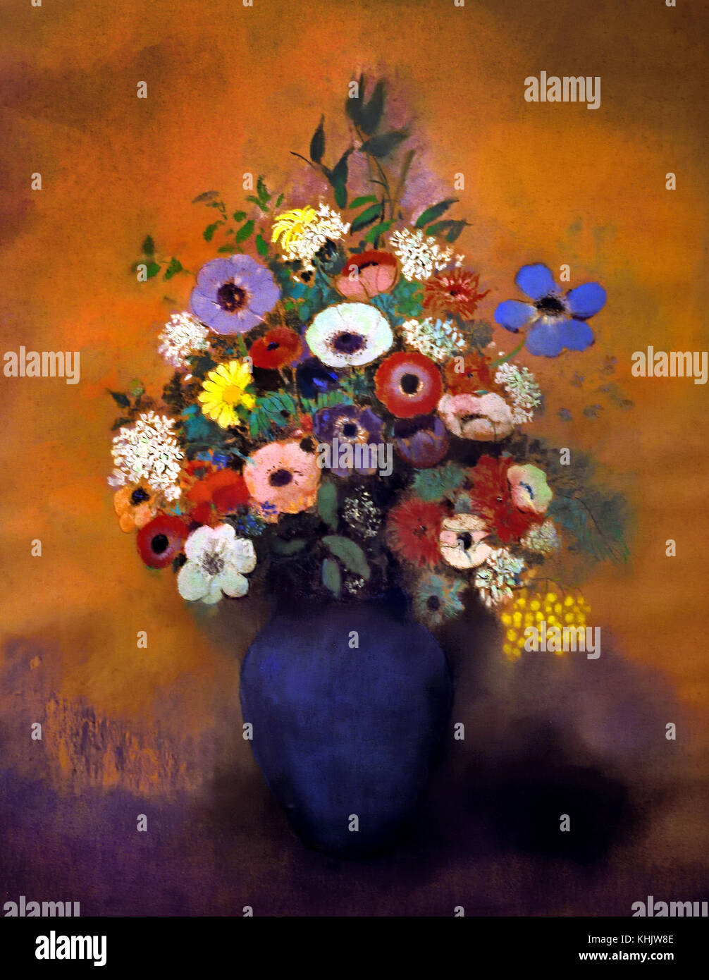 Anémones et lilas dans un vase bleu - Anémone et lilas dans un vase bleu 1912 Odilon Redon Français France 1840-1916 Banque D'Images