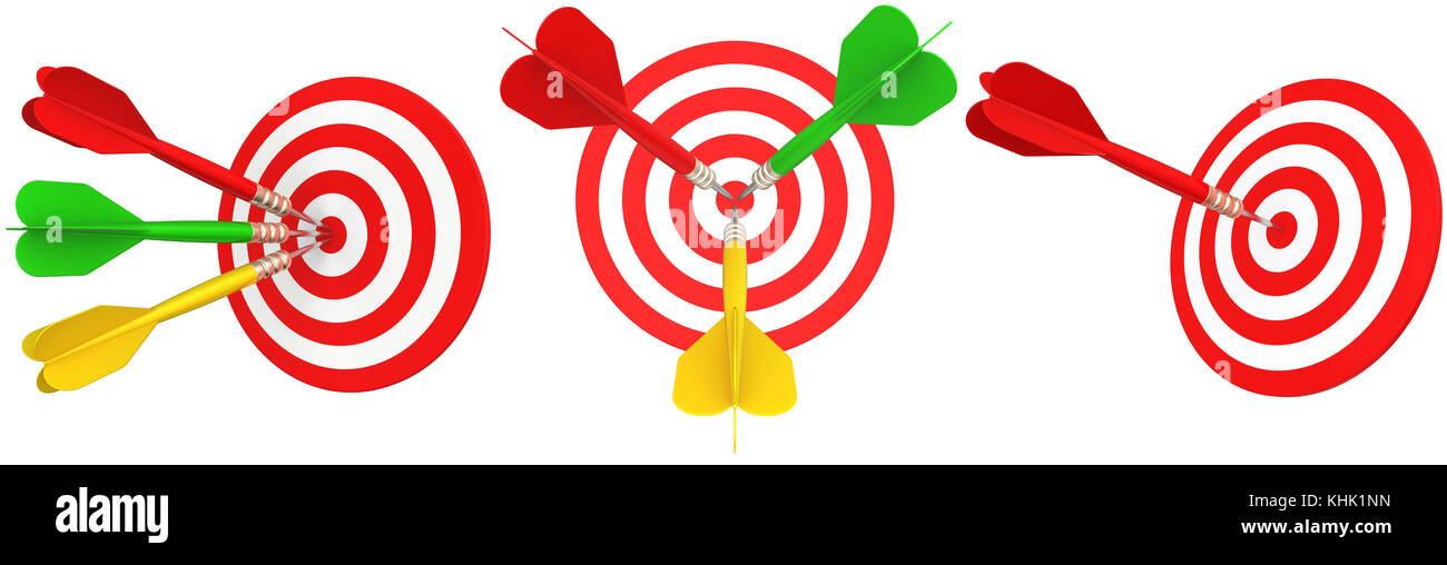 Fléchettes jeu isolé sur fond blanc. Le rendu 3D Banque D'Images