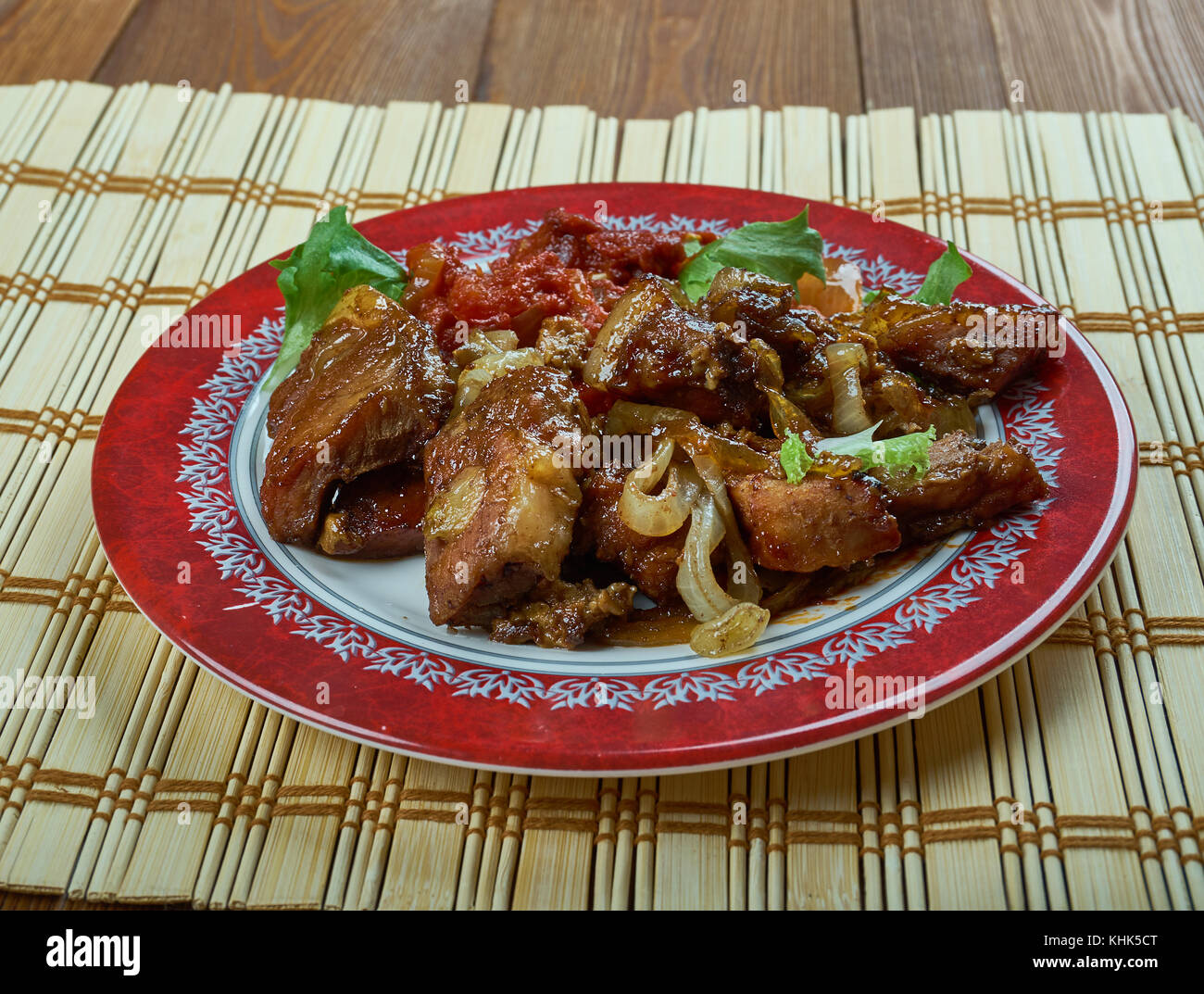 Épaule de porc jerk jamaïcain jamaican street food Photo Stock