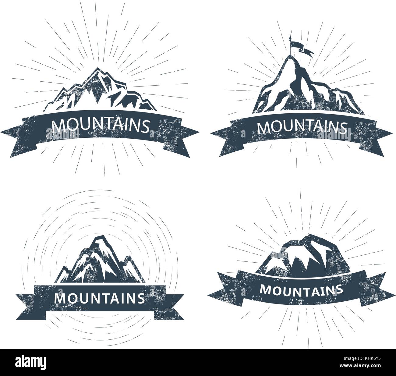 Les étiquettes des sommets de montagnes et les emblèmes de l'icône - ski resort Illustration de Vecteur