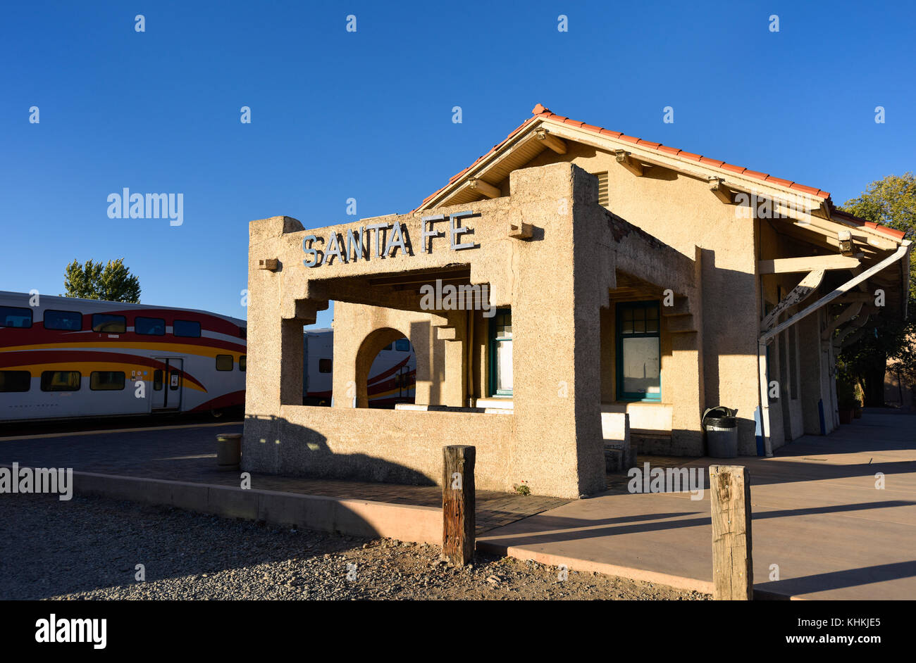 Santa Fe Railroad Station, Santa Fe, Nouveau Mexique Banque D'Images