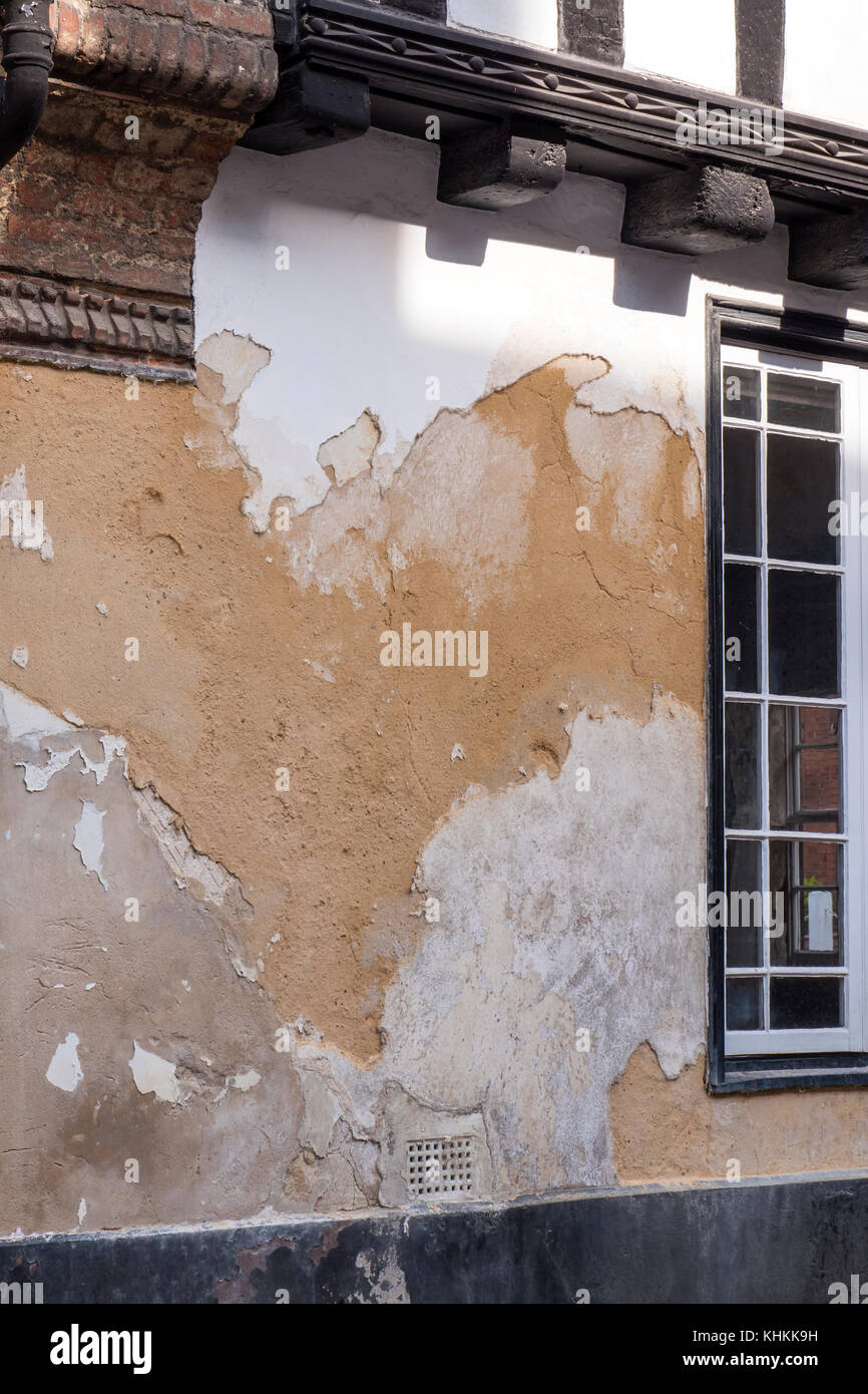 Mur extérieur avec peu de rendu endommagé Norfolk Angleterre Walsingham Banque D'Images