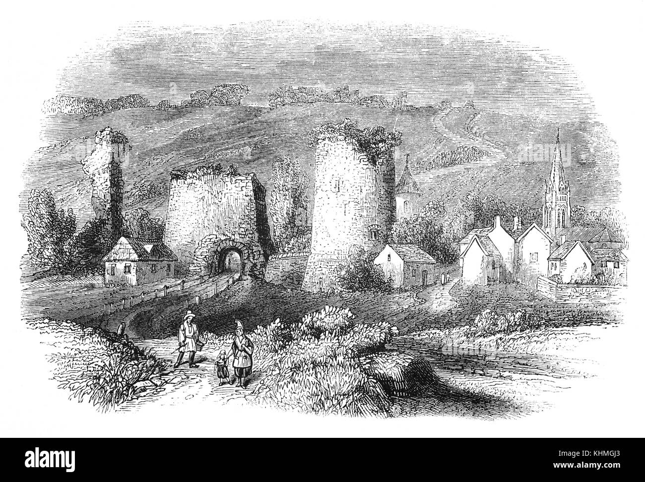 Maintenant les ruines du château de Lillebonne, en Normandie, en France, où le Roi Guillaume Ier, alias William le Conquero,r a pris sa décision d'envahir l'Angleterre en 1066. Banque D'Images