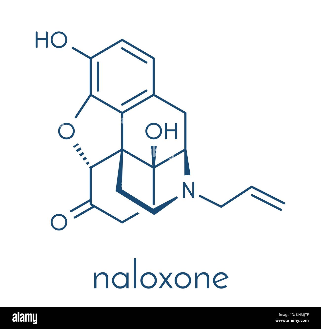 La naloxone, un antagoniste des récepteurs opioïdes. médicament utilisé dans le traitement du surdosage d'opiacés. formule topologique. Illustration de Vecteur