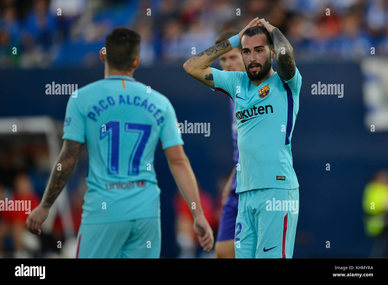 Aleix Vidal pendant le match entre le FC Barcelone vs Getafe CD, semaine 12 de la Liga au stade de Butarque, Saragosse, Madrid, Espagne. , . Más Información Gtres Crédit : Comuniación sur ligne, S.L./Alamy Live News Banque D'Images