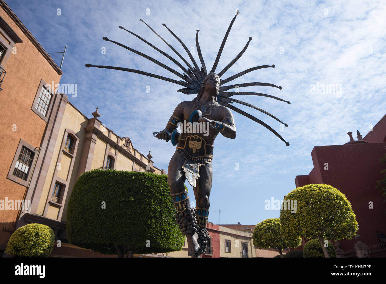 Statue d'un guerrier otomi à Queretaro, Mexique Banque D'Images