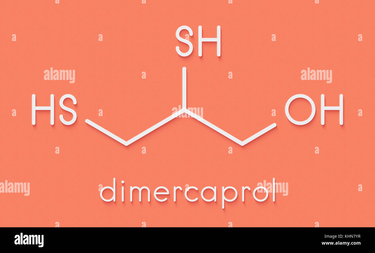 Dimercaprol (bal, anti-britannique l'empoisonnement aux métaux lewisite) molécule antidote. formule topologique. Banque D'Images