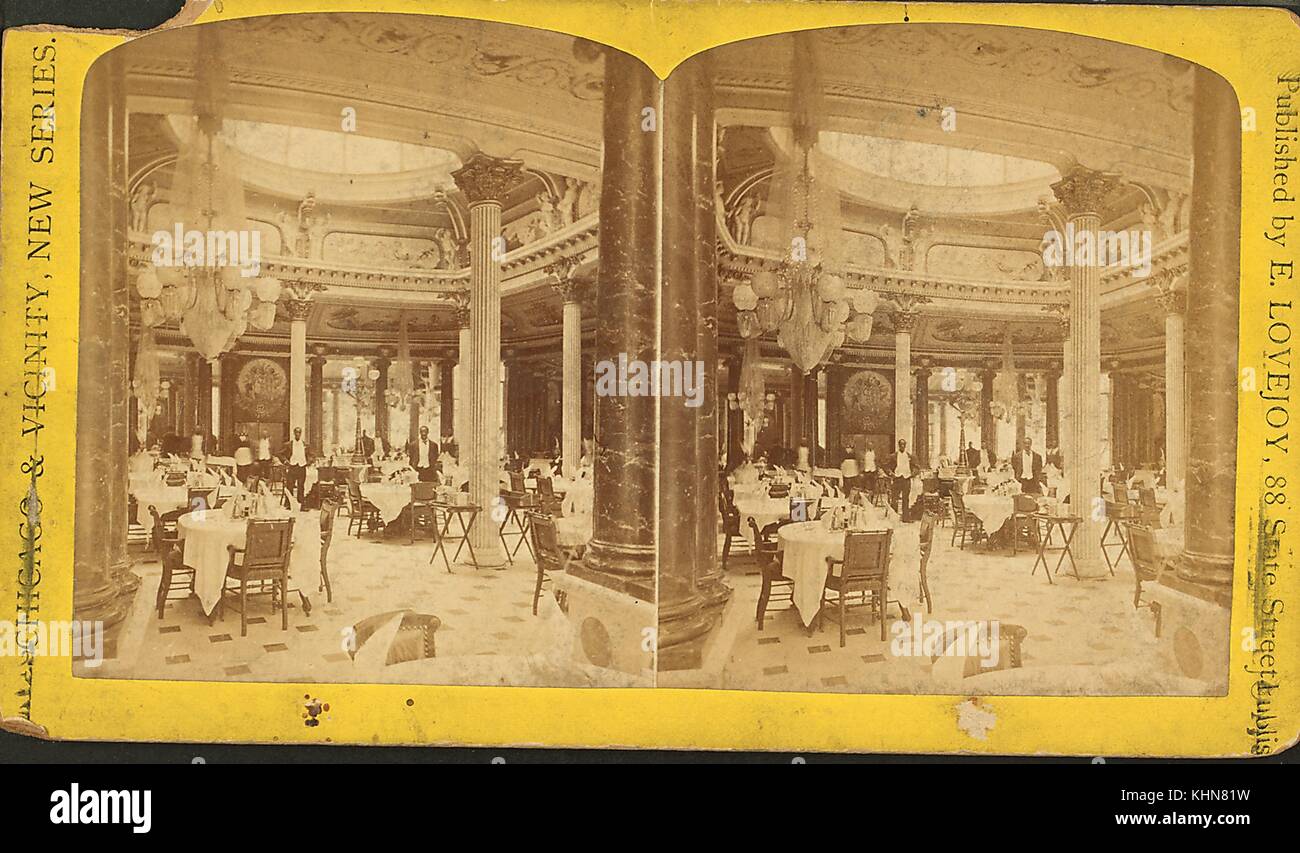 Salle à manger Palmer House, Chicago, Illinois, 1900. De la bibliothèque publique de New York. Banque D'Images