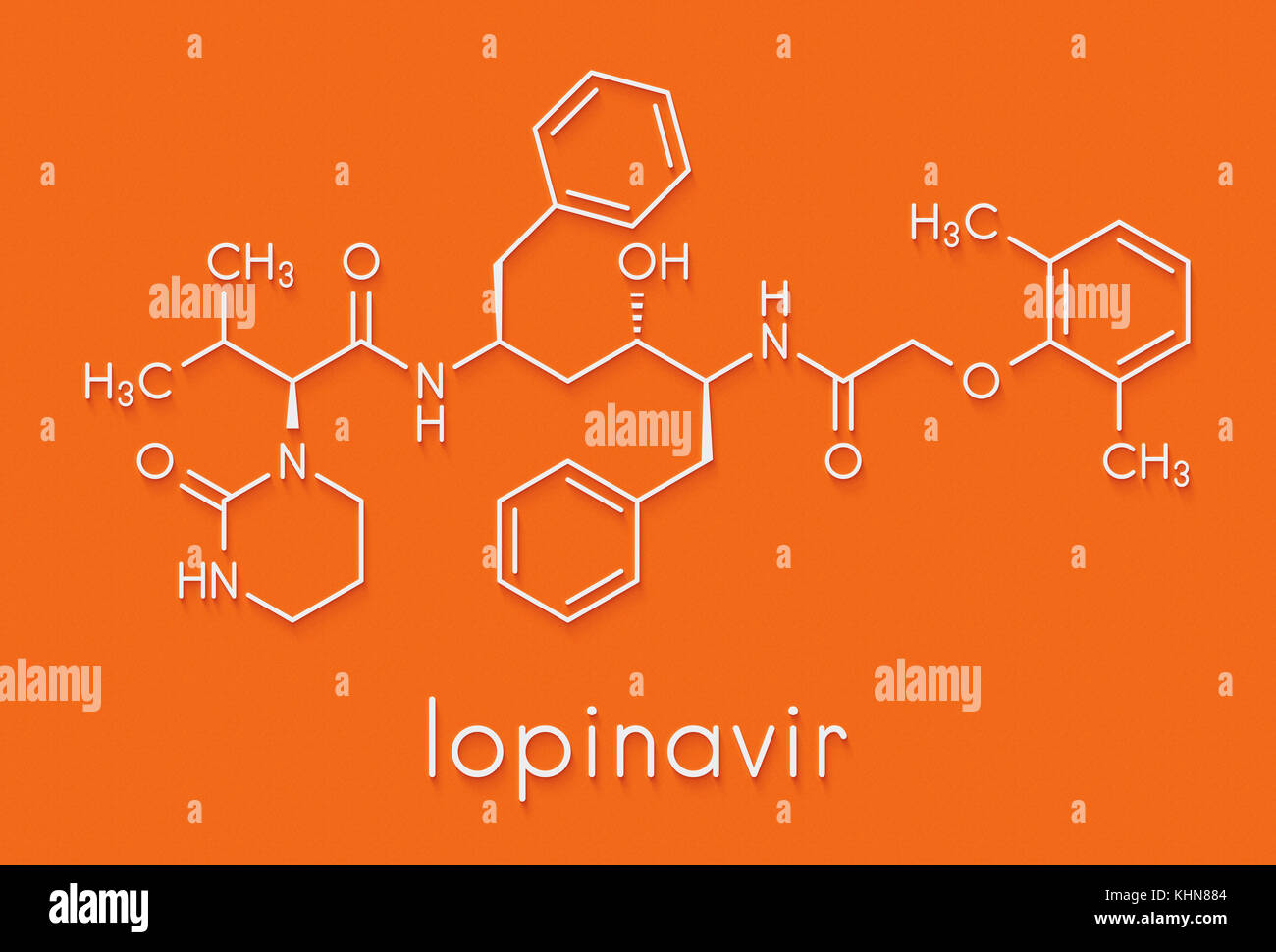 Le vih lopinavir molécule du médicament antirétroviral de la classe des inhibiteurs de protéase.. formule topologique. Banque D'Images