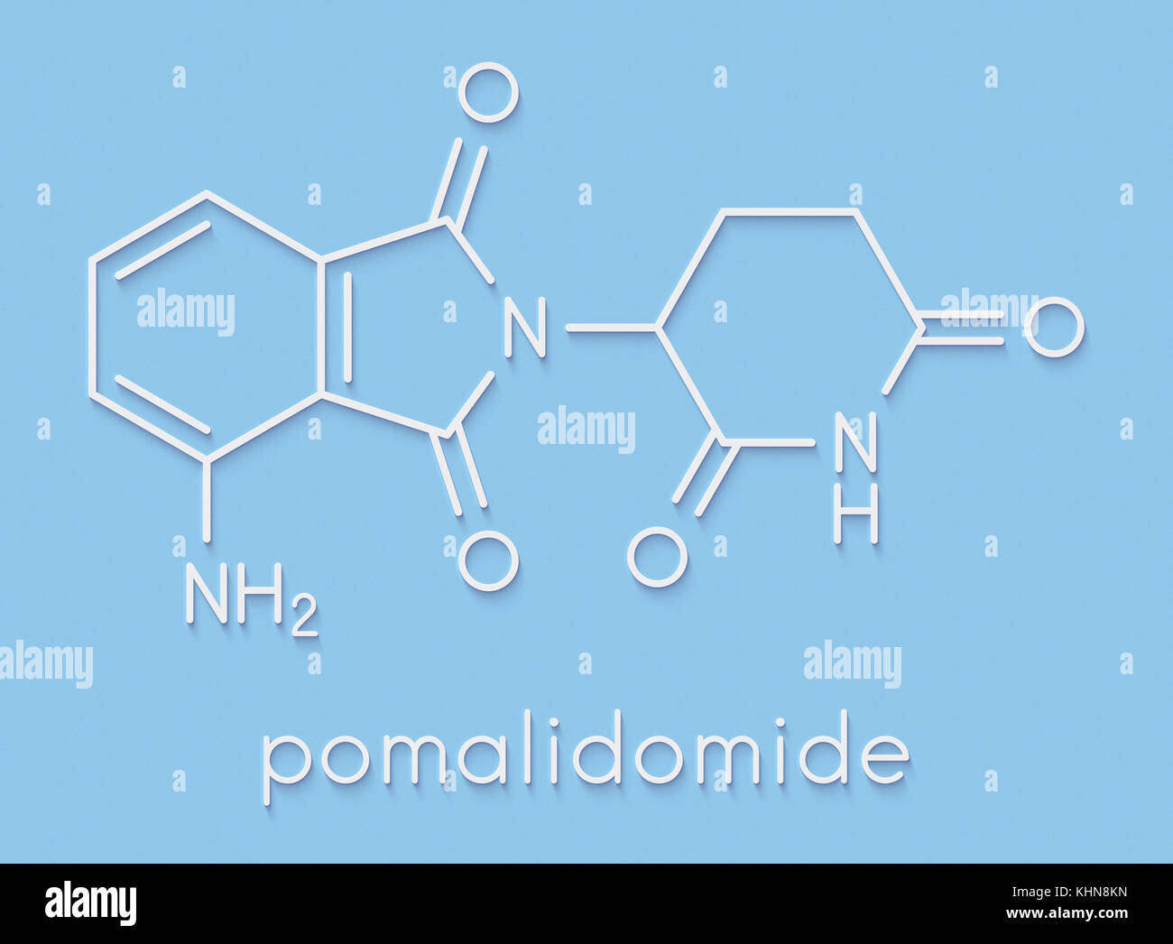 Le pomalidomide myélome multiple molécule pharmaceutique. liés à la thalidomide. formule topologique. Banque D'Images