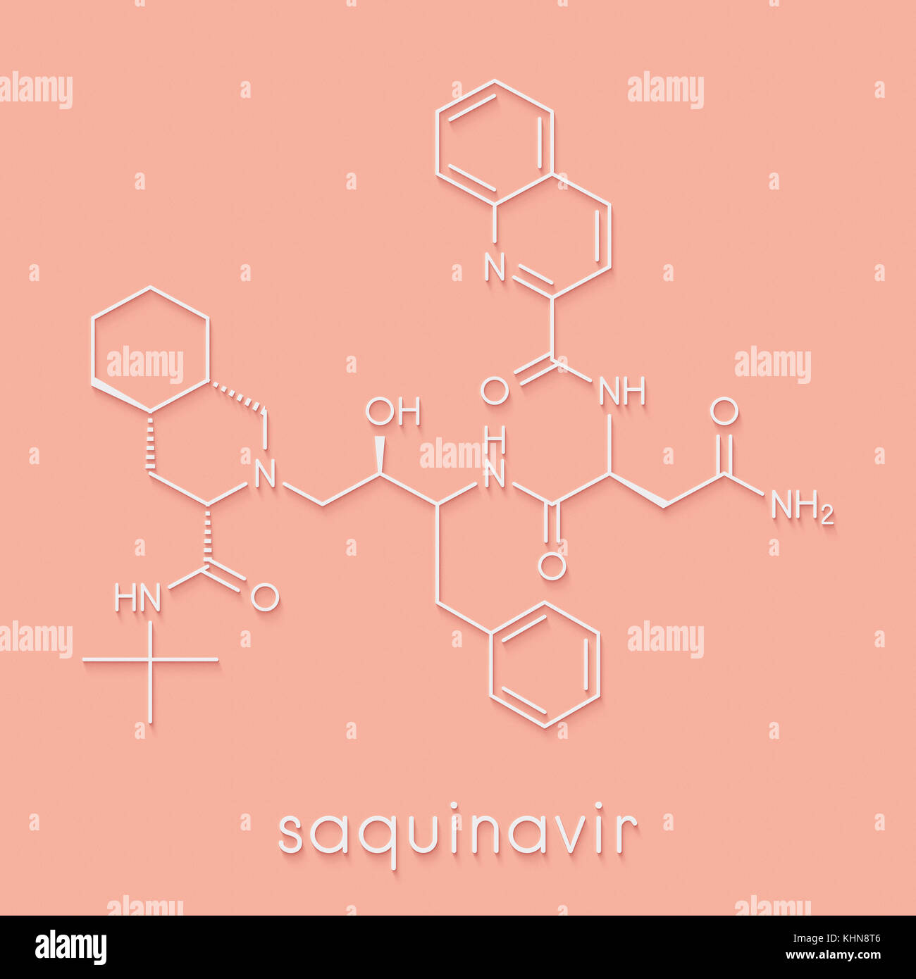 Le vih saquinavir molécule pharmaceutique. formule topologique. Banque D'Images