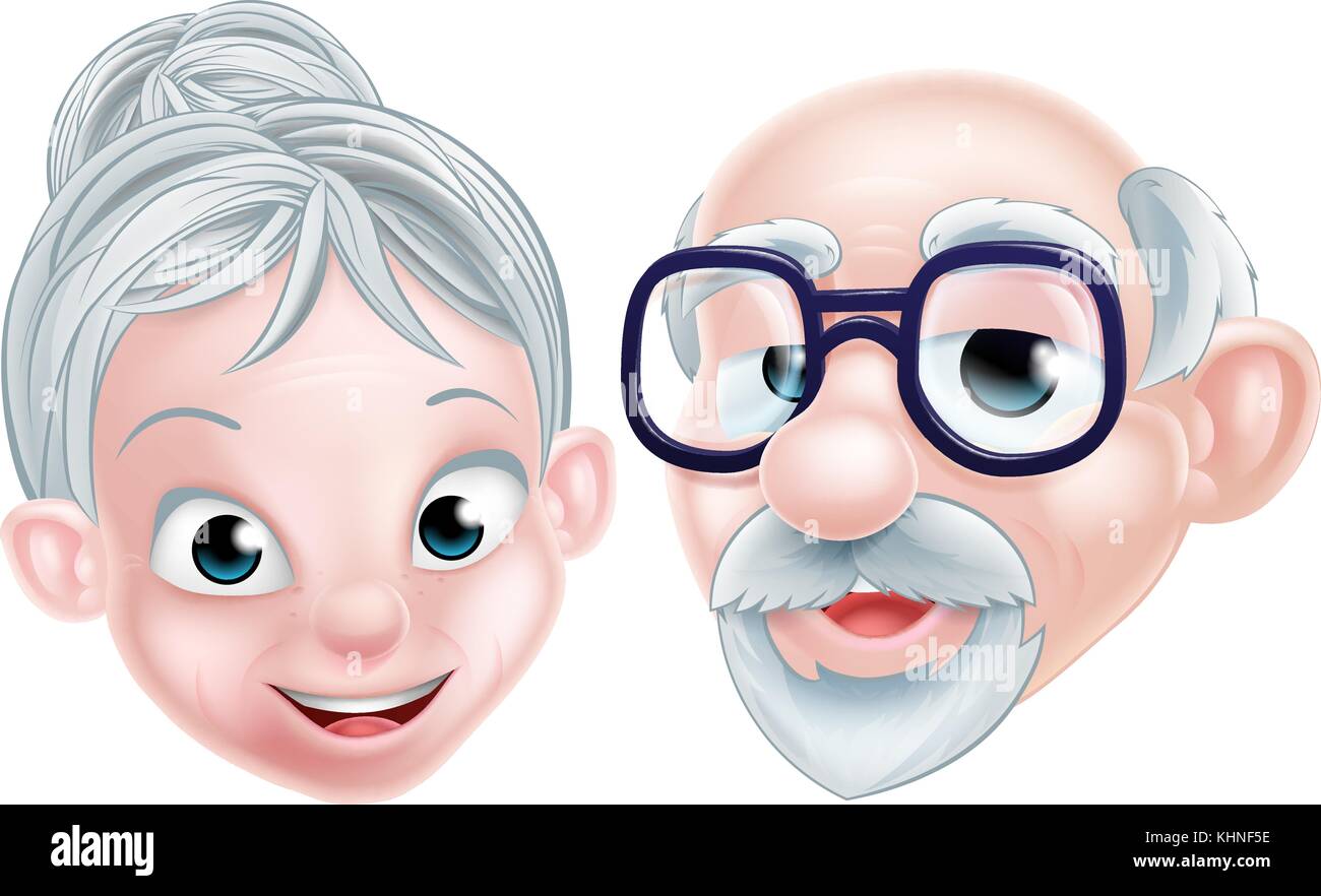 Caricature couple de personnes âgées heureux Illustration de Vecteur