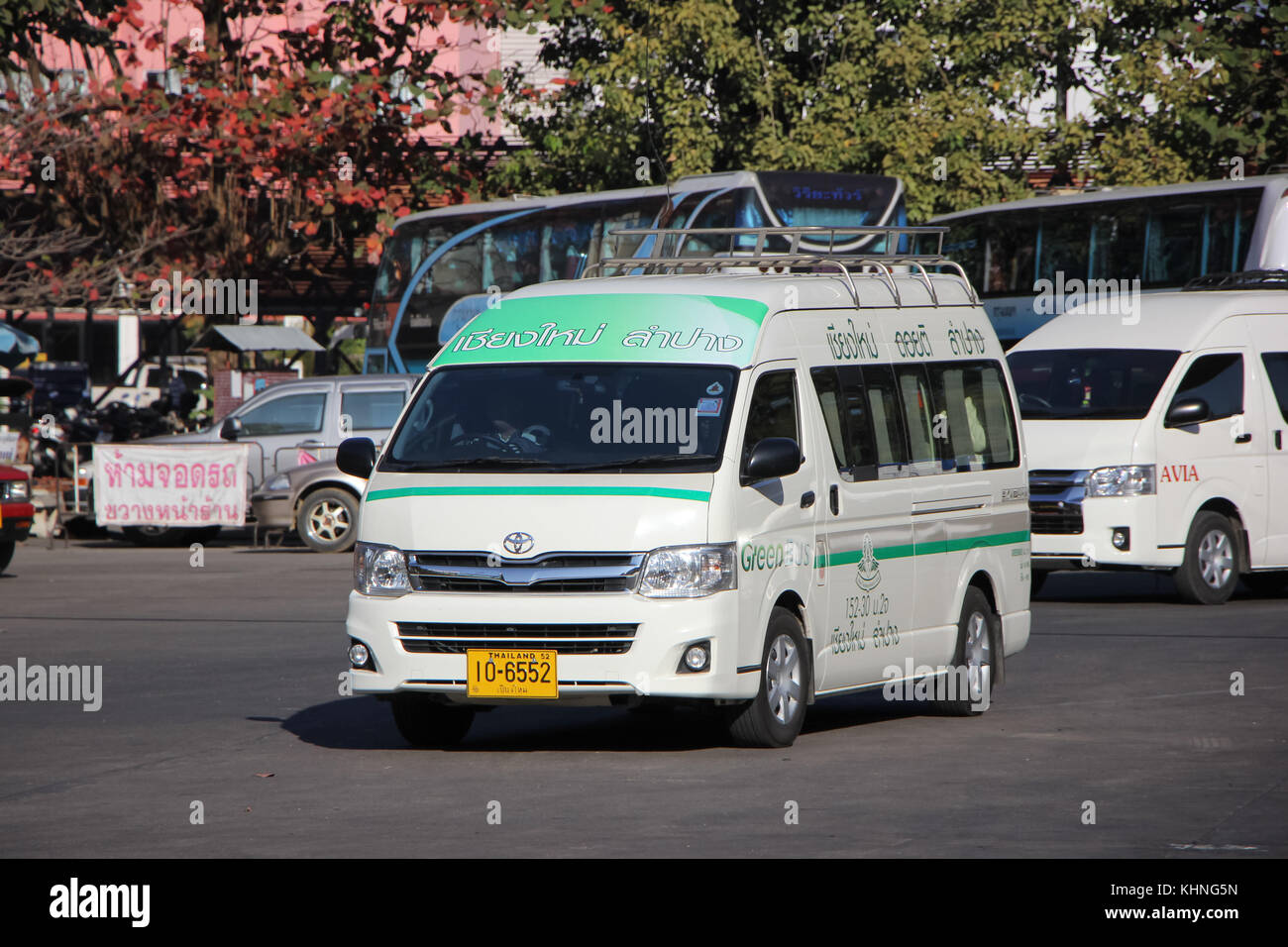 Chiang Mai, Thaïlande - 23 janvier 2016 : van de société greenbus, route de lampang et Chiang Mai. photo à la gare routière de Chiang Mai, Thaïlande. Banque D'Images