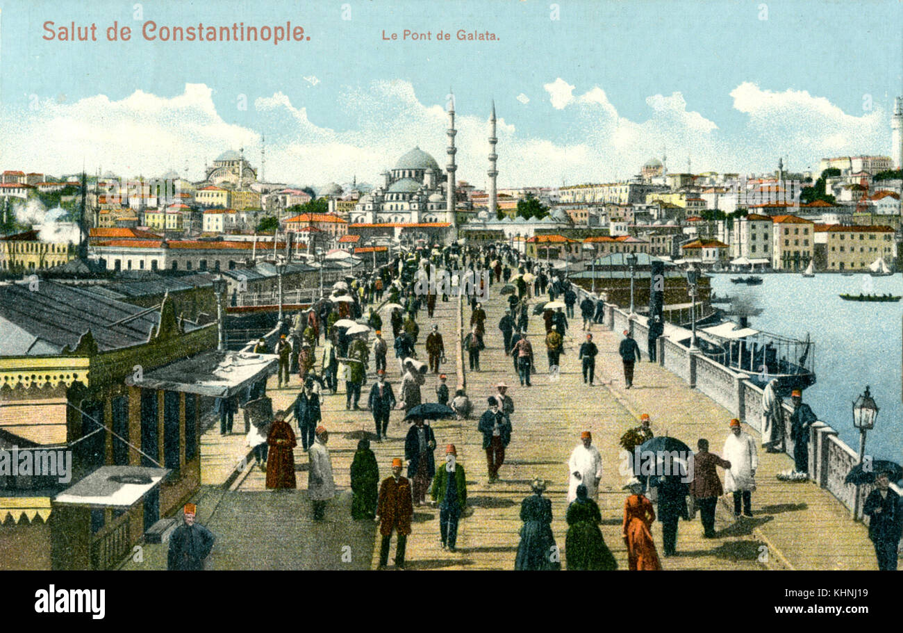 Constantinople: Pont de Galata (Konstantinopel: Galata-Brücke ) Banque D'Images