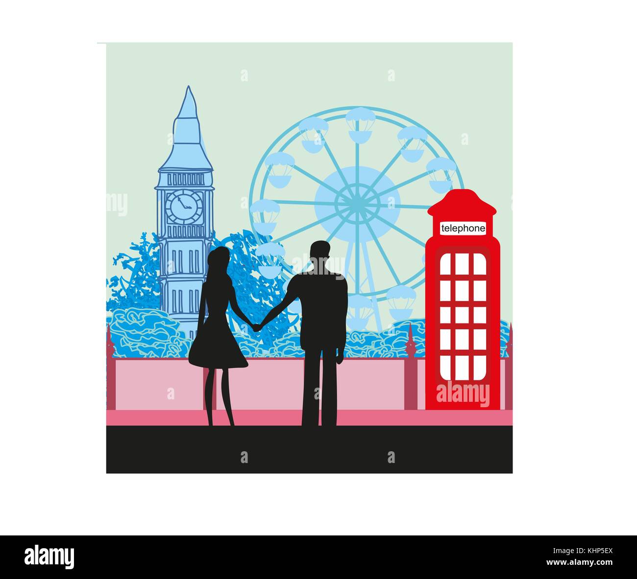 Couple romantique à Londres Illustration de Vecteur
